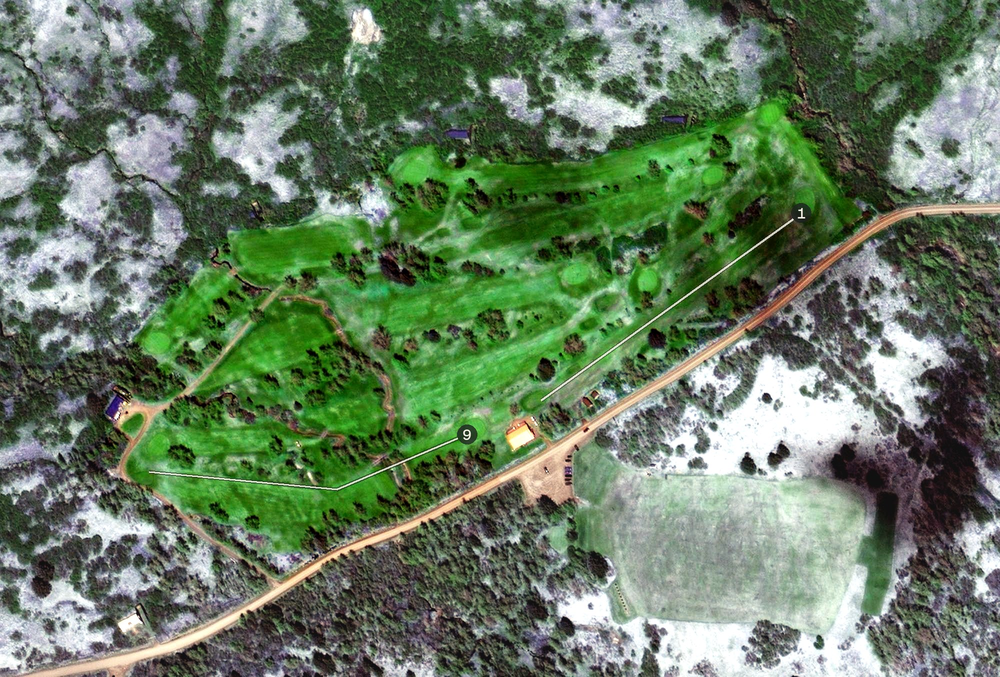 Aerial view of Bear Valley Golf Course, AK