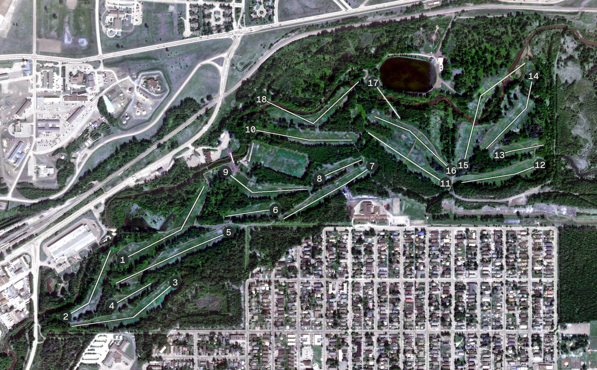Aerial view of Eagleglen Golf Course Elmendorf Air Force Base, AK