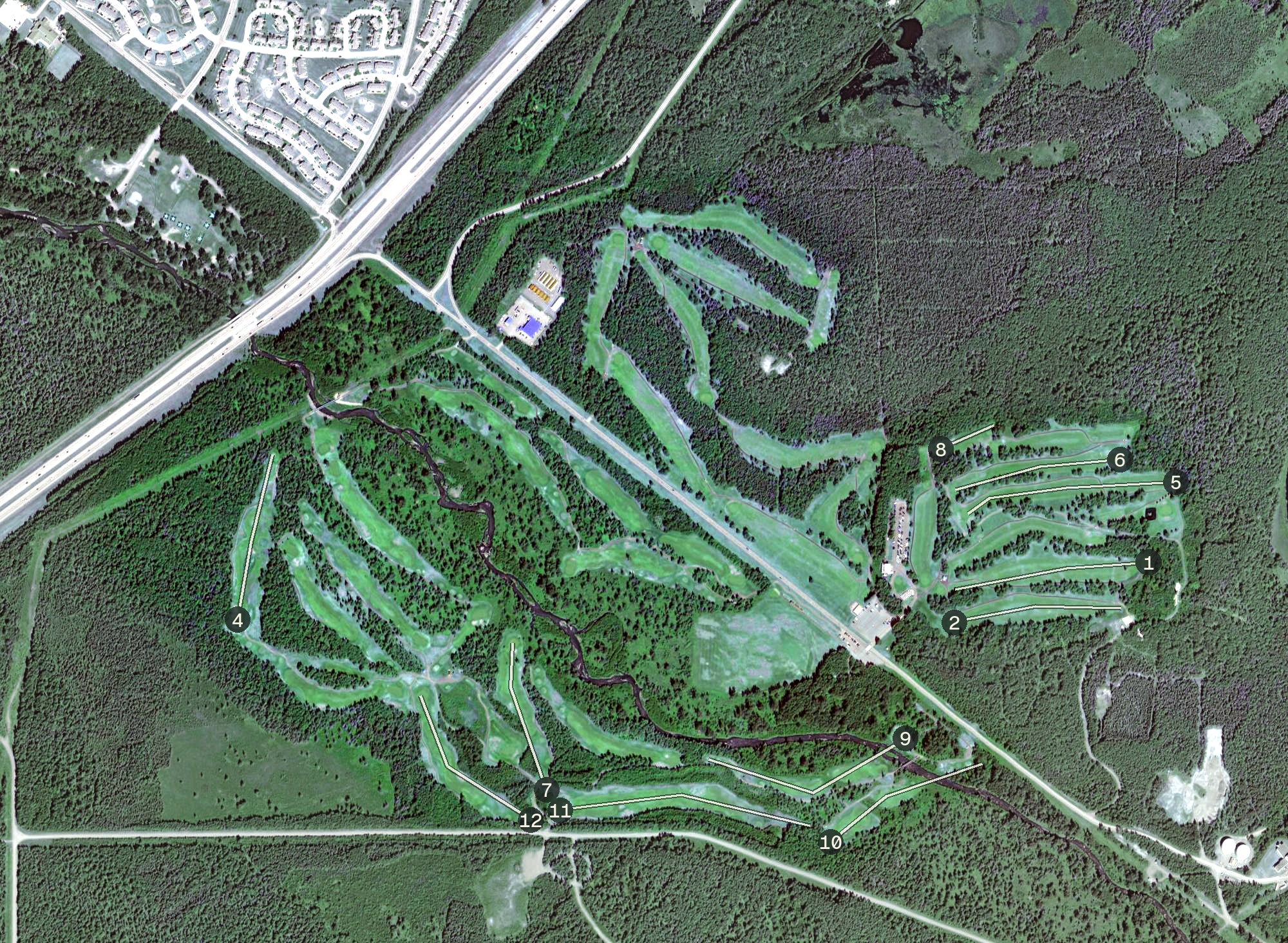 Aerial view of Moose Run Golf Course, AK