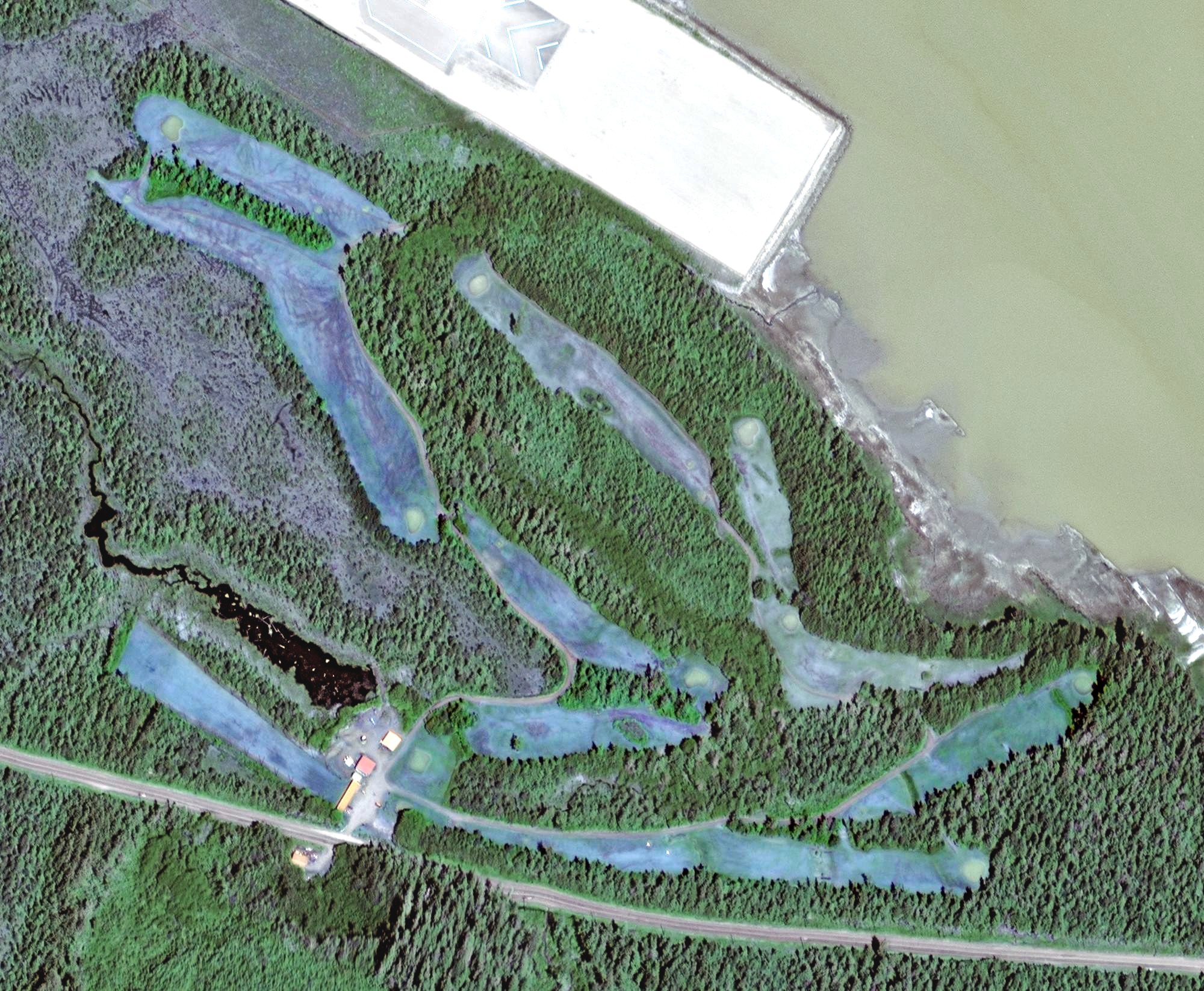 Aerial view of Muskeg Meadows Golf Course, AK