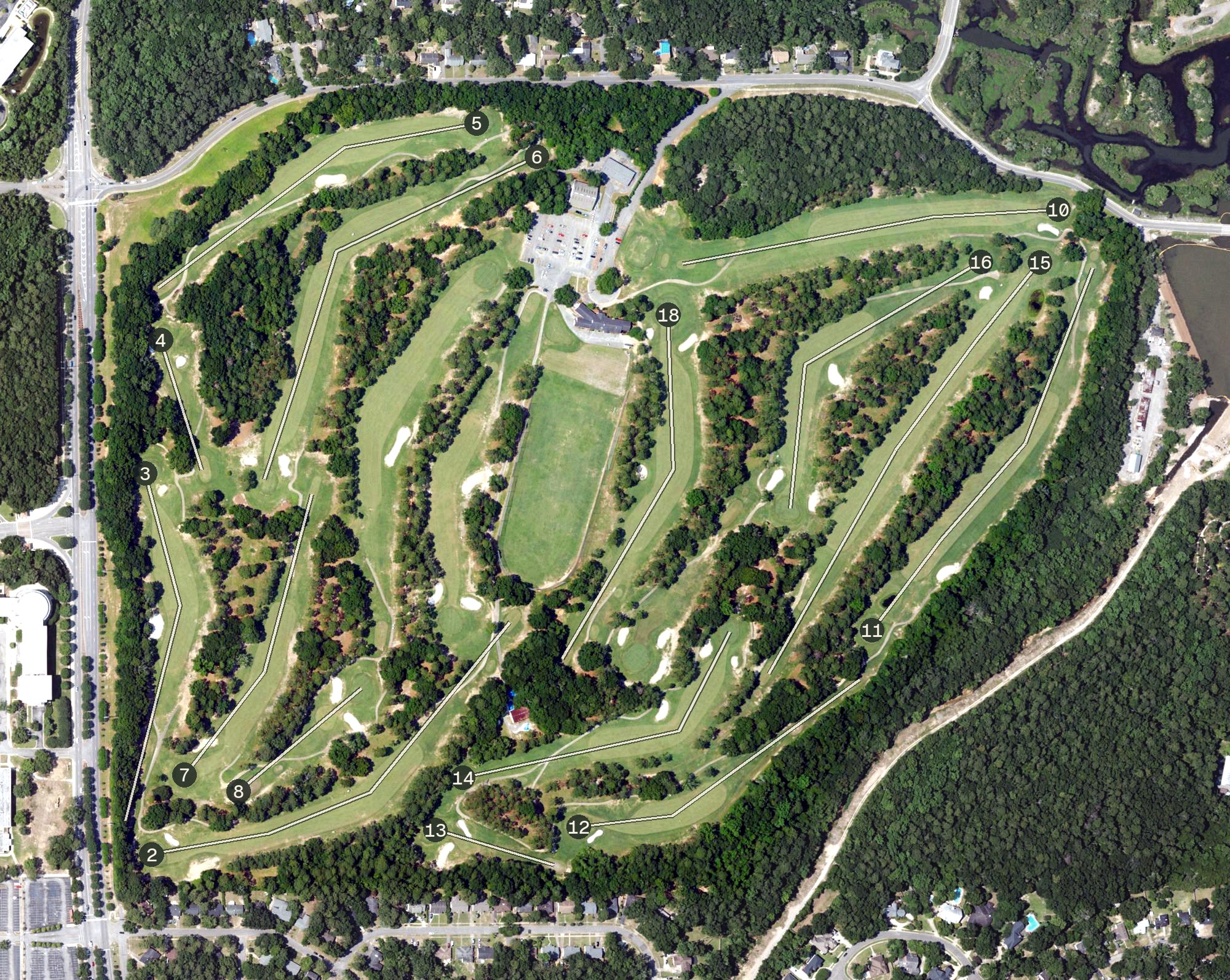 Aerial view of Azalea City Golf Course, AL