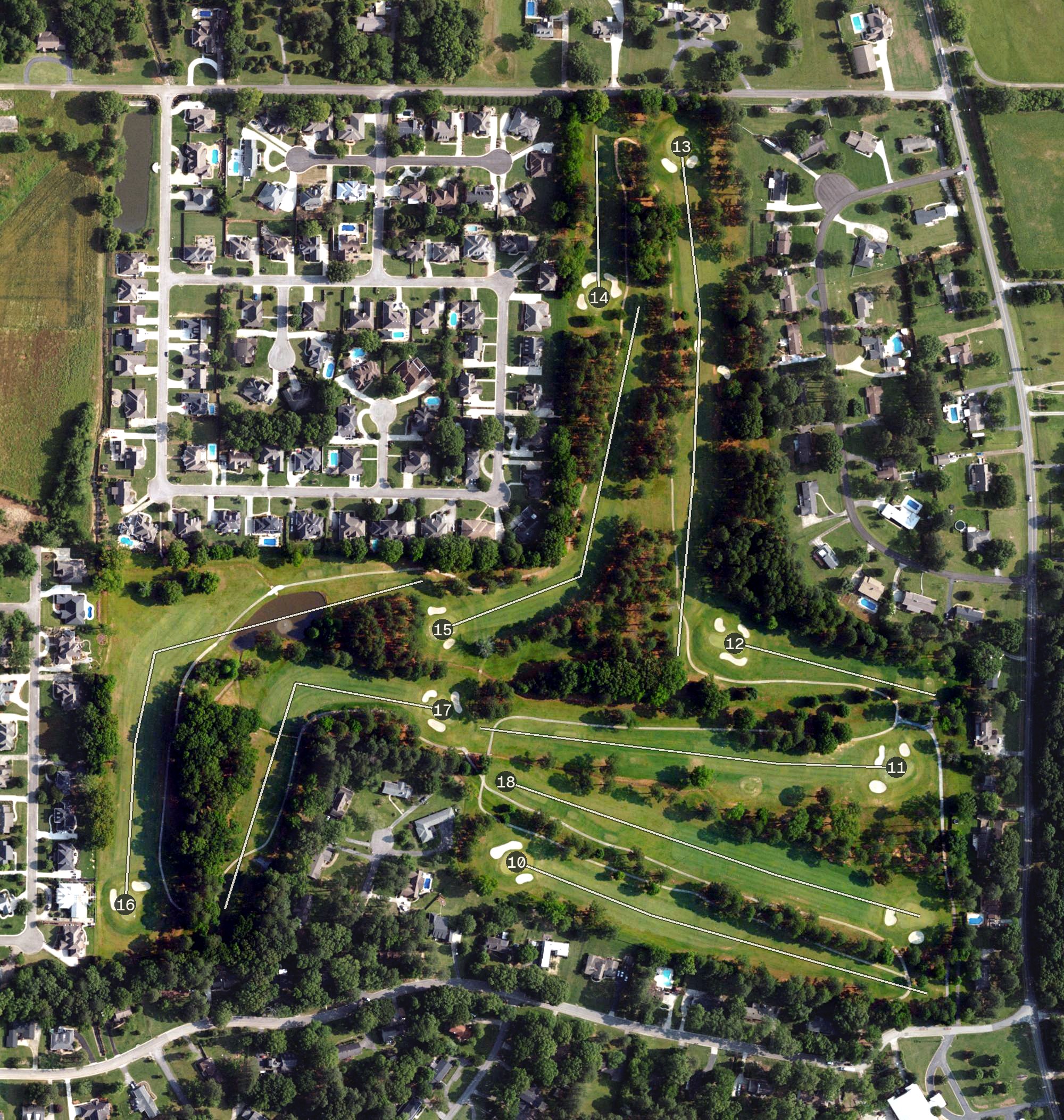 Aerial view of Burning Tree Country Club, AL