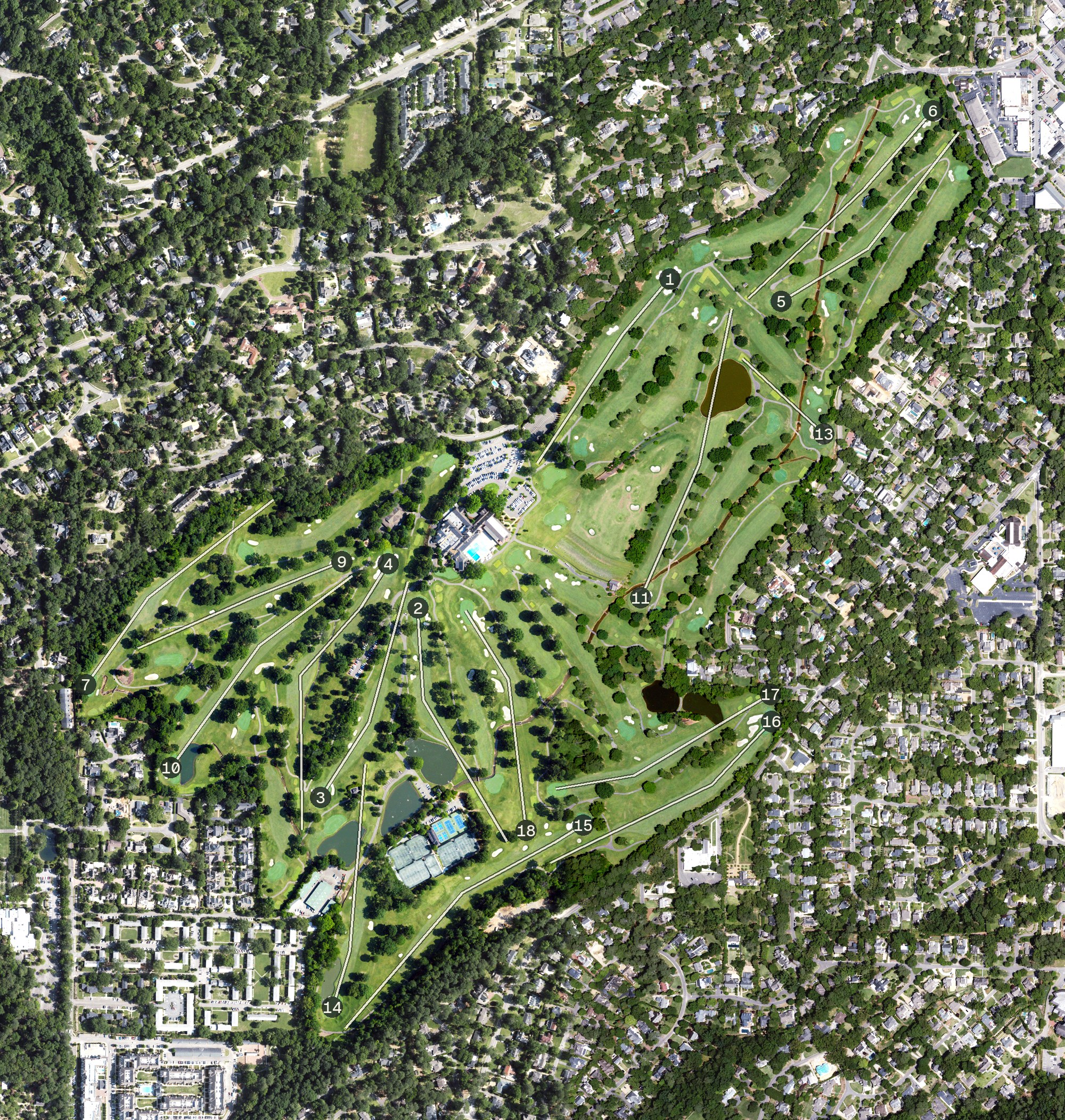 Aerial view of Country Club of Birmingham, AL