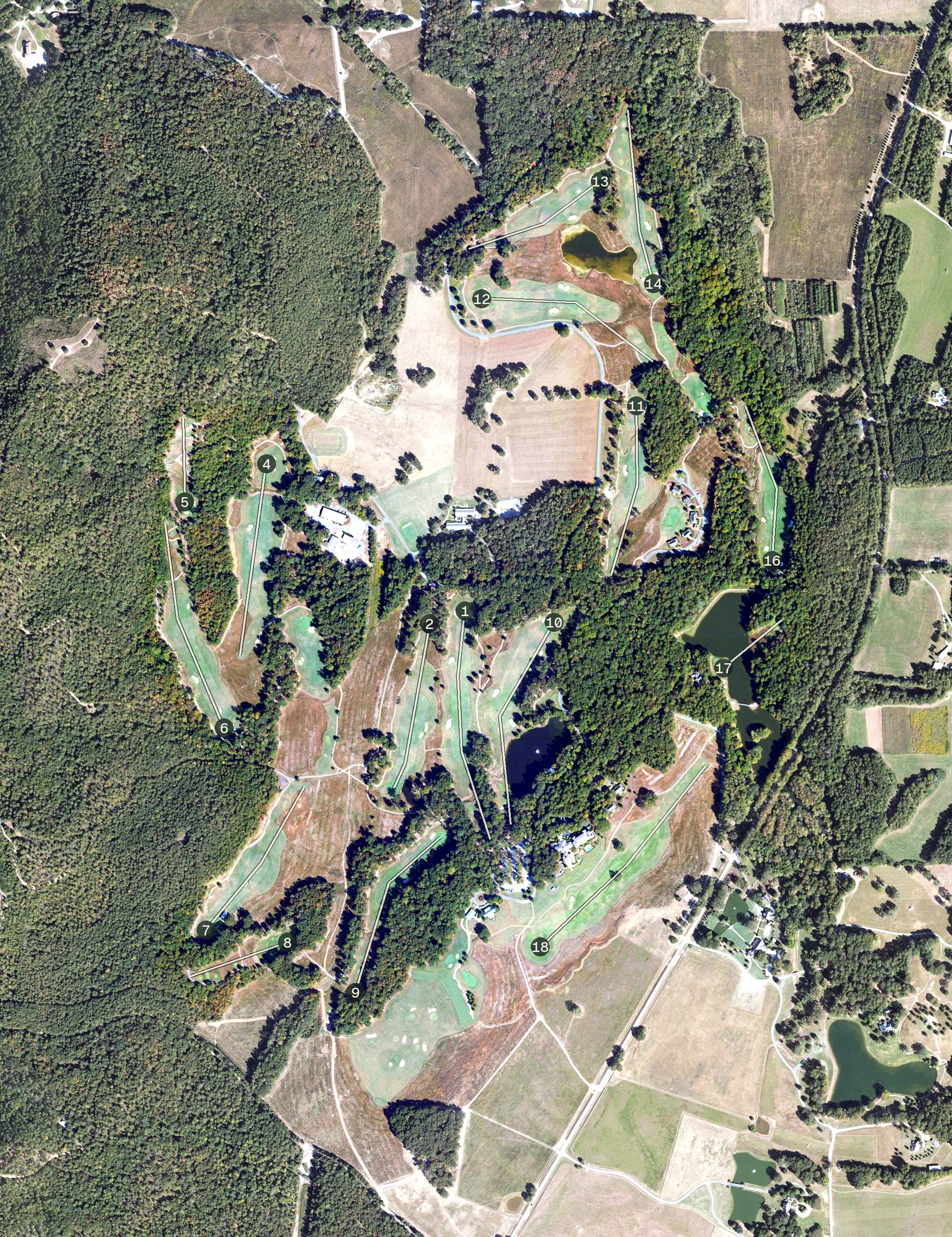 Aerial view of FarmLinks Golf Course at Pursell Farms, AL