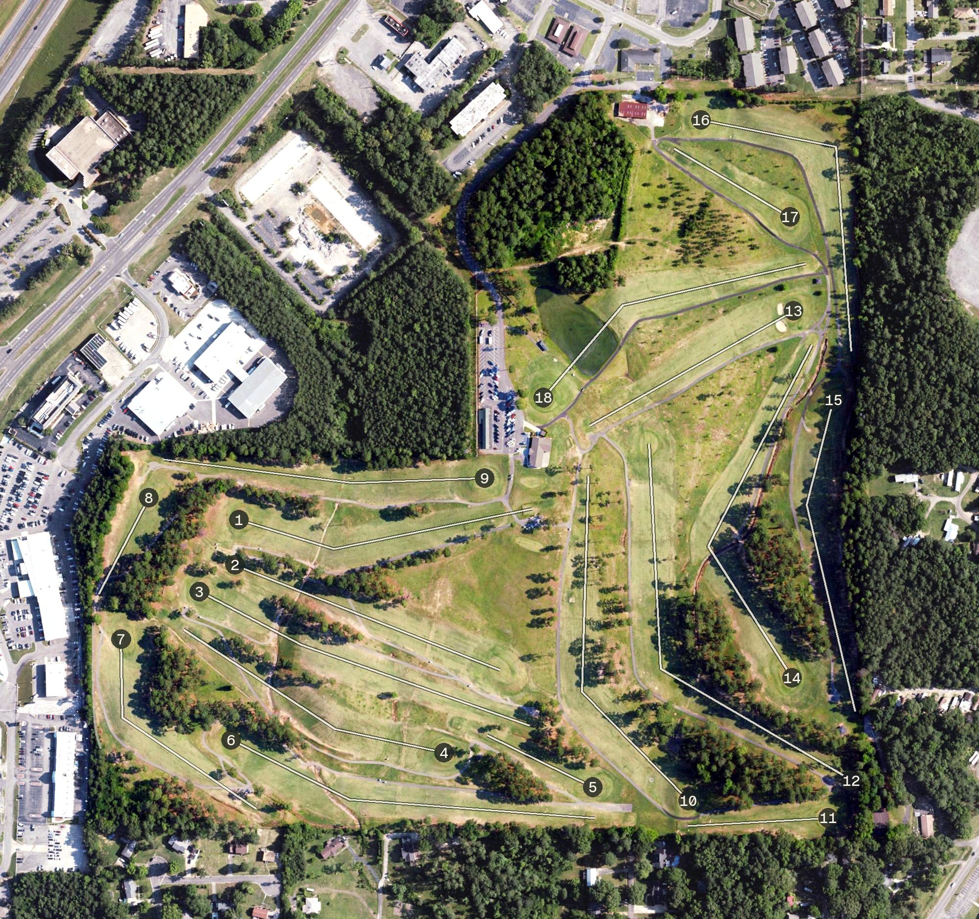 Aerial view of Frank House Municipal Golf Course, AL