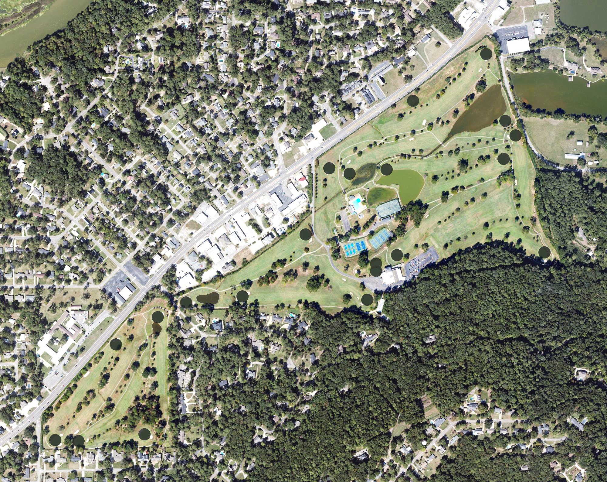 Aerial view of Gadsden Country Club, AL