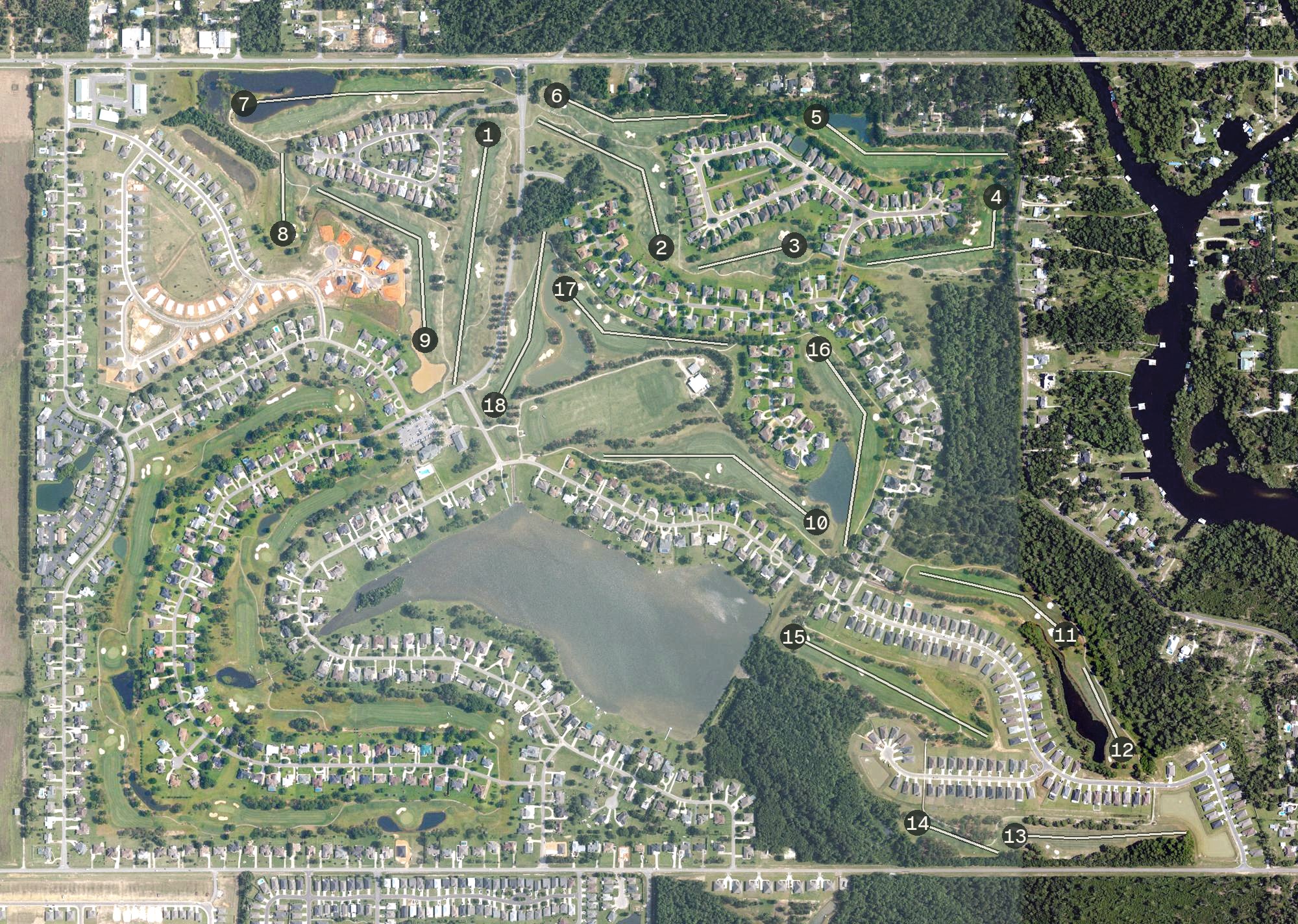 Aerial view of Glenlakes Golf Club, AL