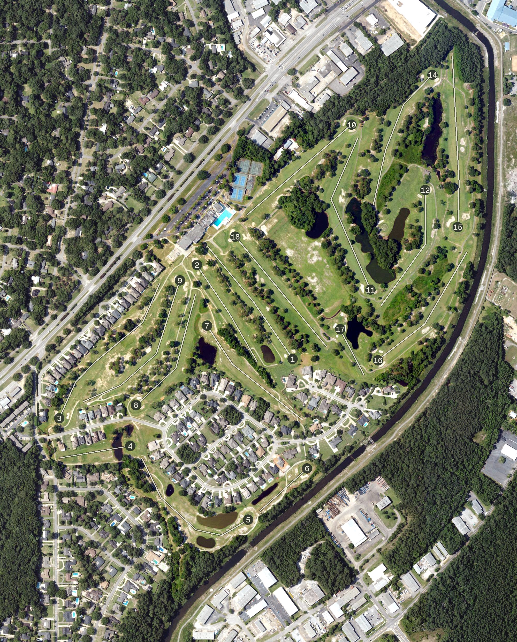 Aerial view of Heron Lakes Country Club, AL