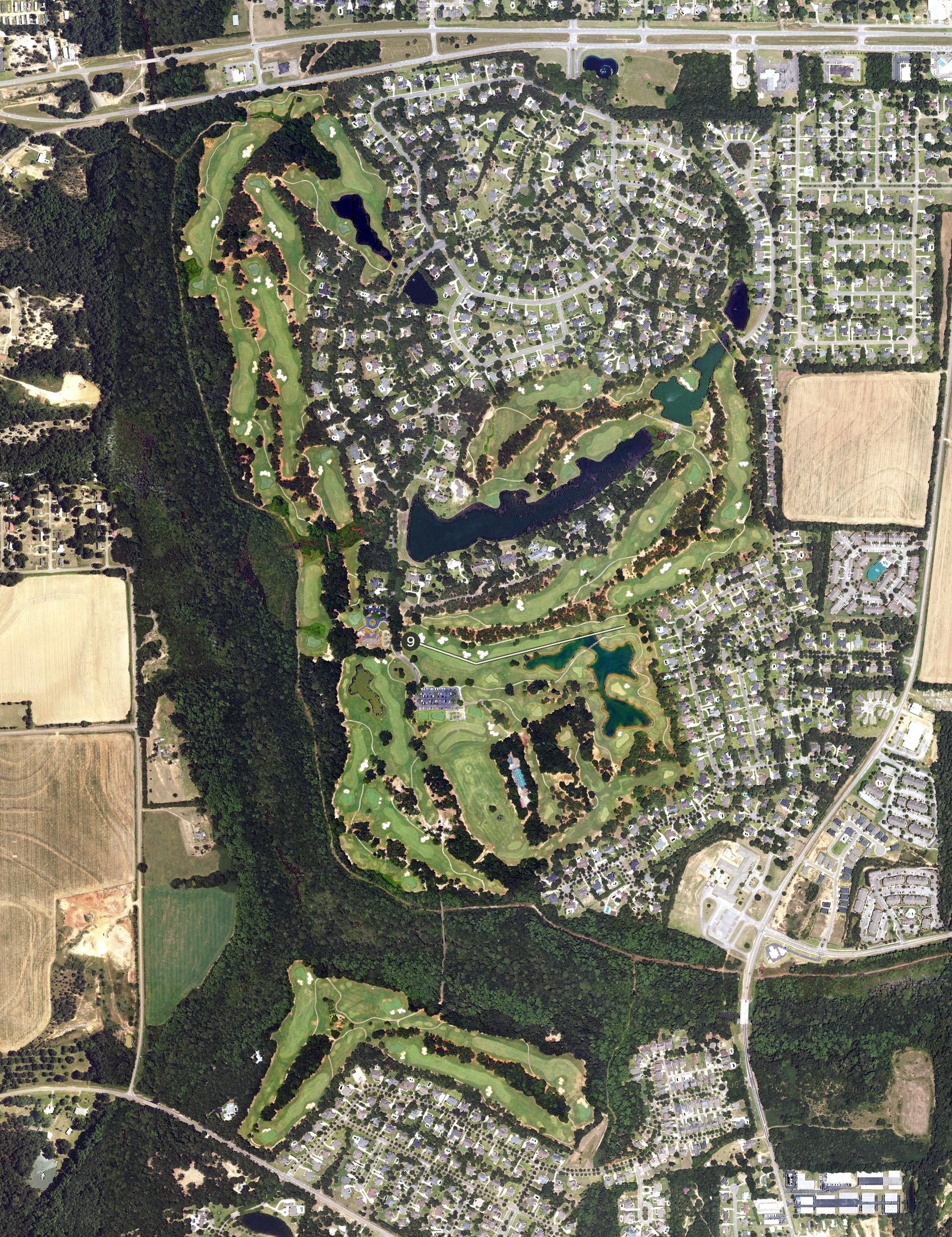 Aerial view of Highland Oaks Golf Course, AL