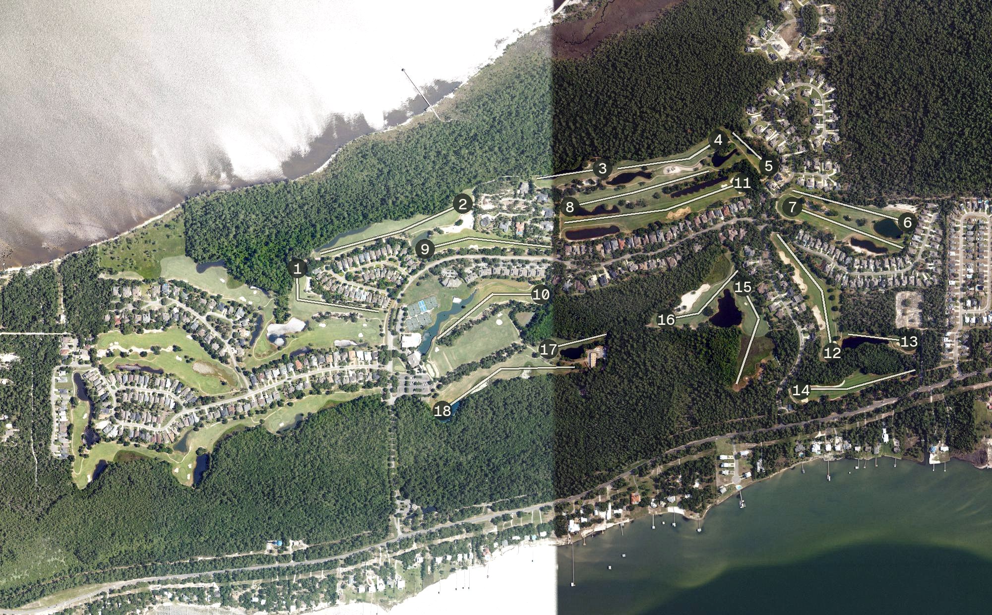 Aerial view of Peninsula Golf and Racquet Club, AL