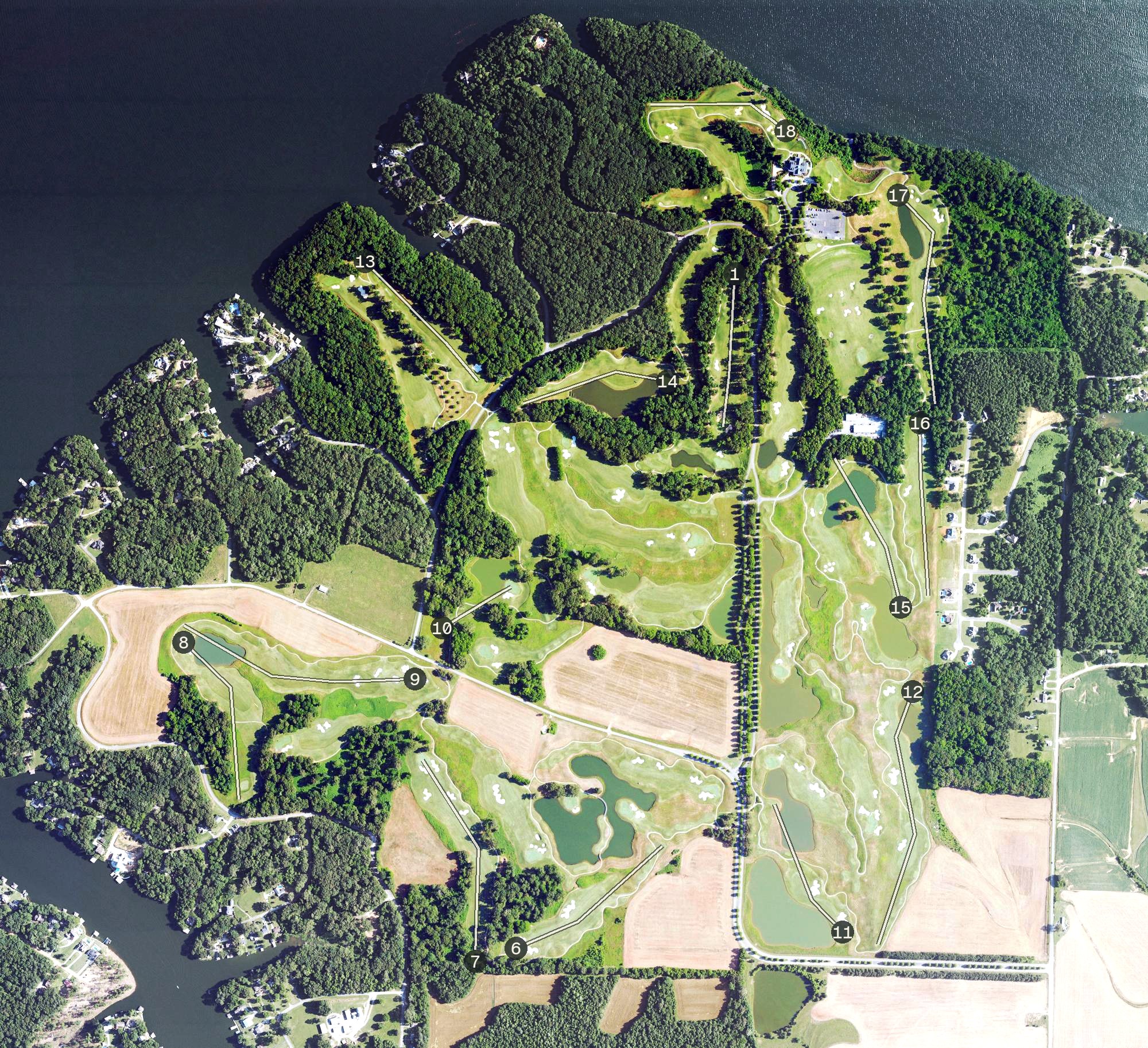 Aerial view of Robert Trent Jones Golf Trail at the Shoals, AL