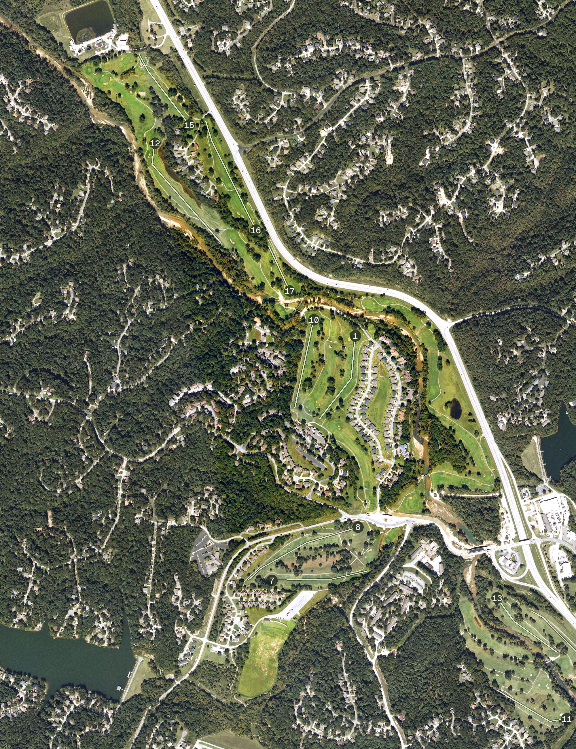 Aerial view of Bella Vista Country Club Golf Course, AR