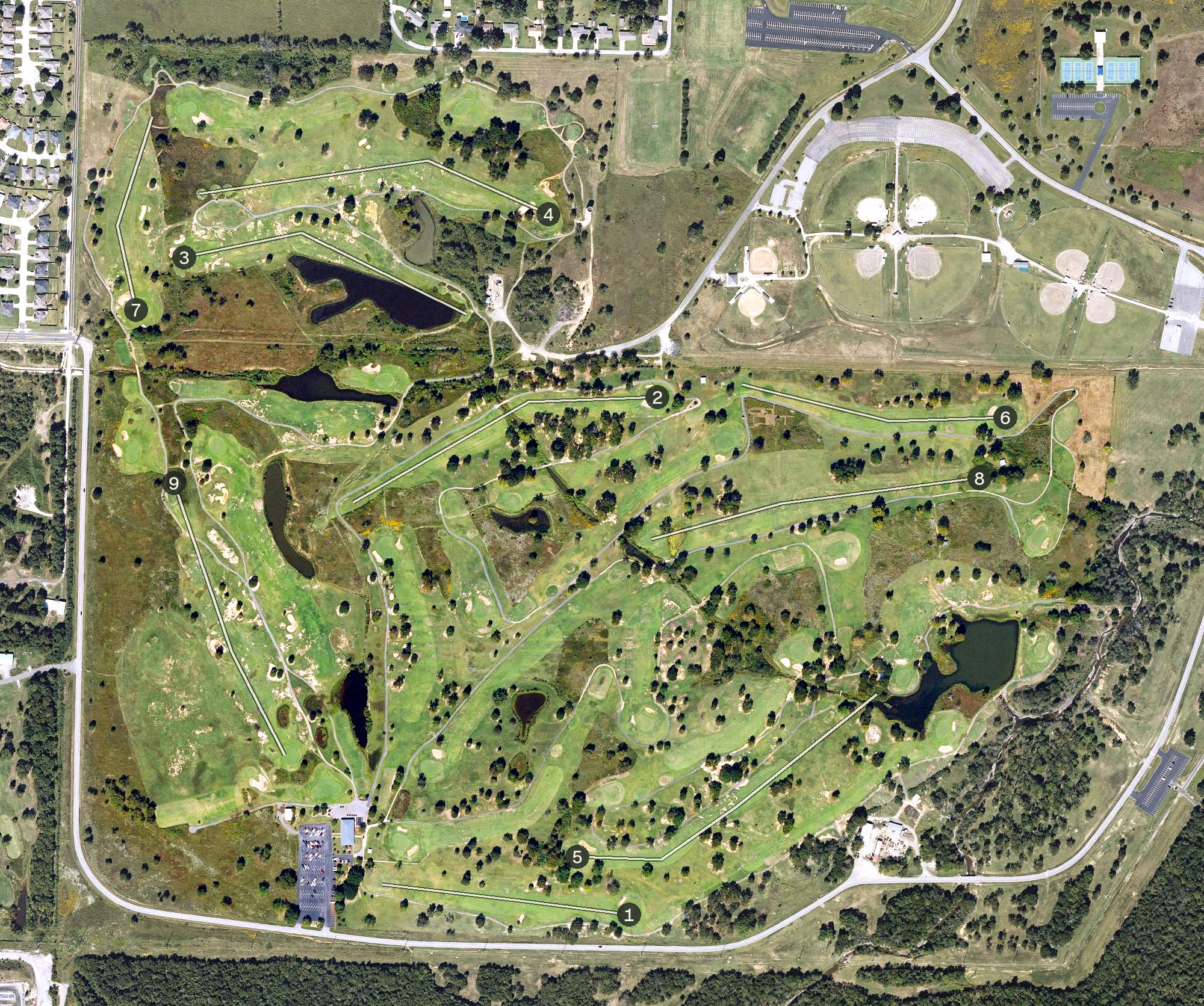 Aerial view of Ben Geren Golf Course, AR