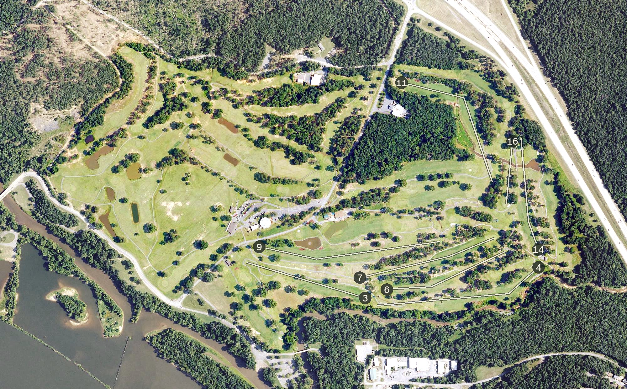 Aerial view of Burns Park Golf Course, AR