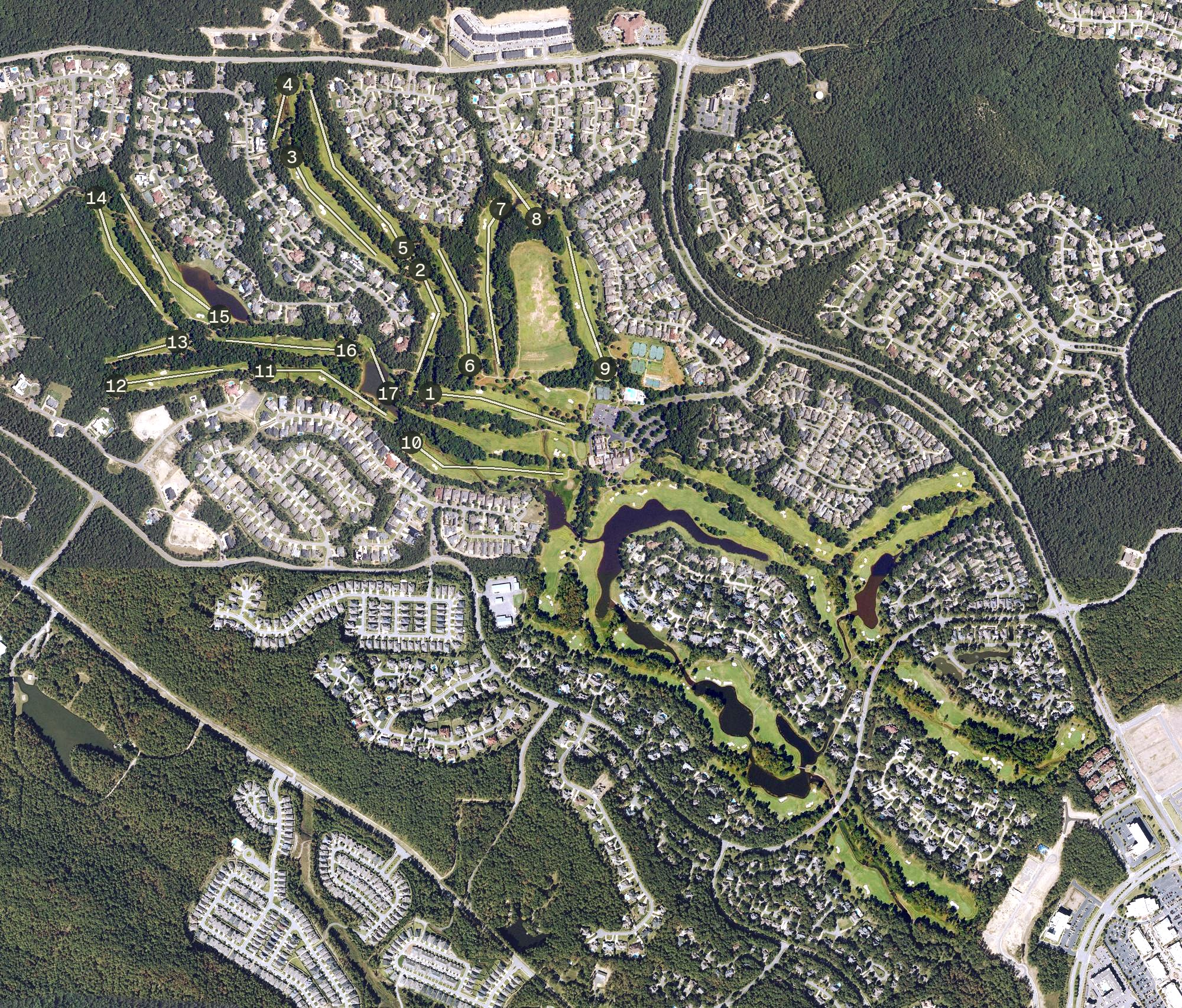 Aerial view of Chenal Country Club, AR