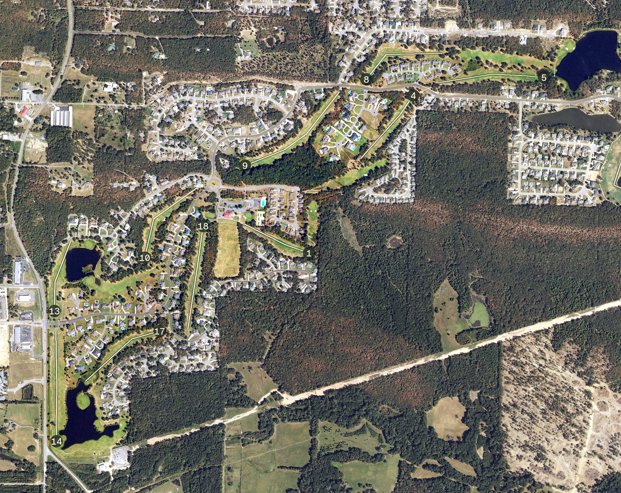 Aerial view of Greystone Country Club, AR