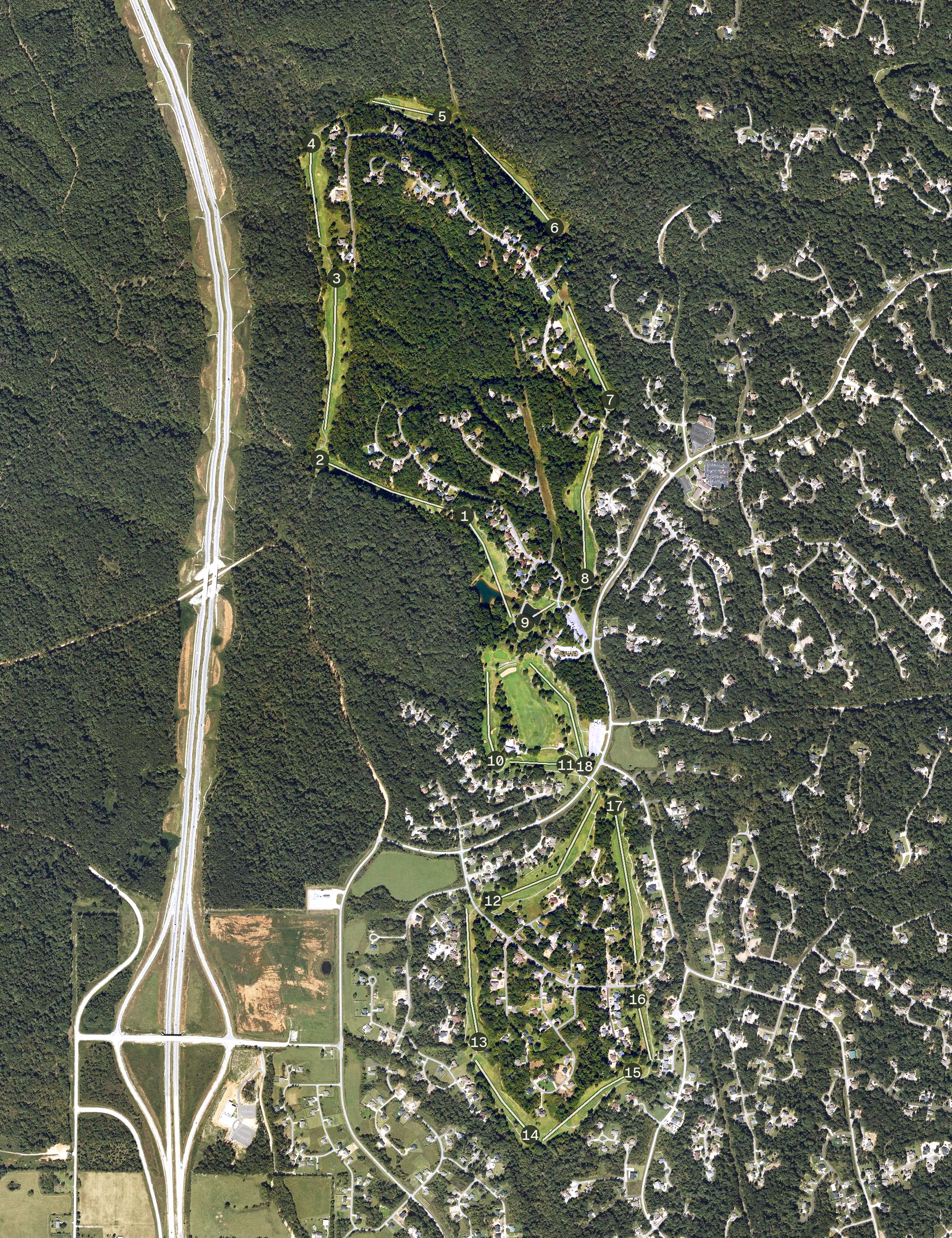 Aerial view of Highlands Golf Course, AR