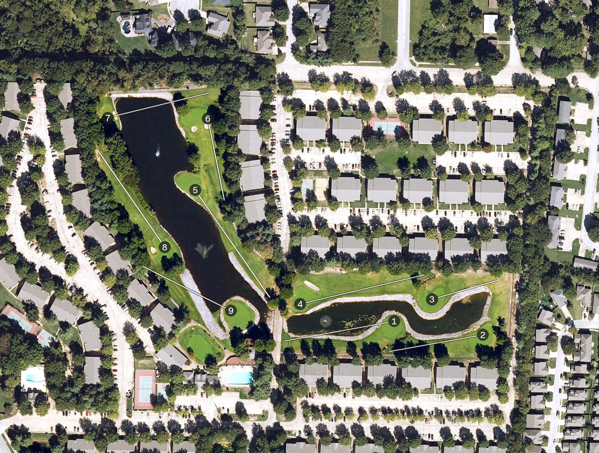 Aerial view of Lakeside Village Golf Course, AR