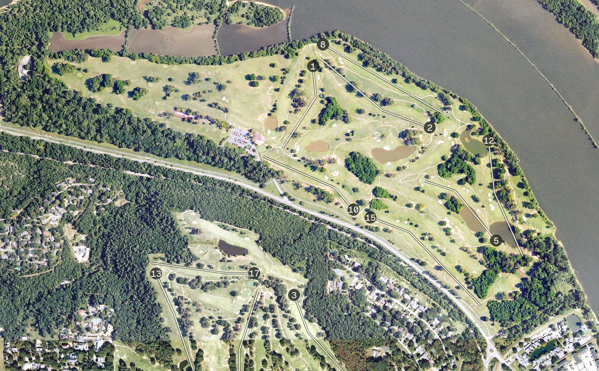 Aerial view of Rebsamen Golf Course, AR