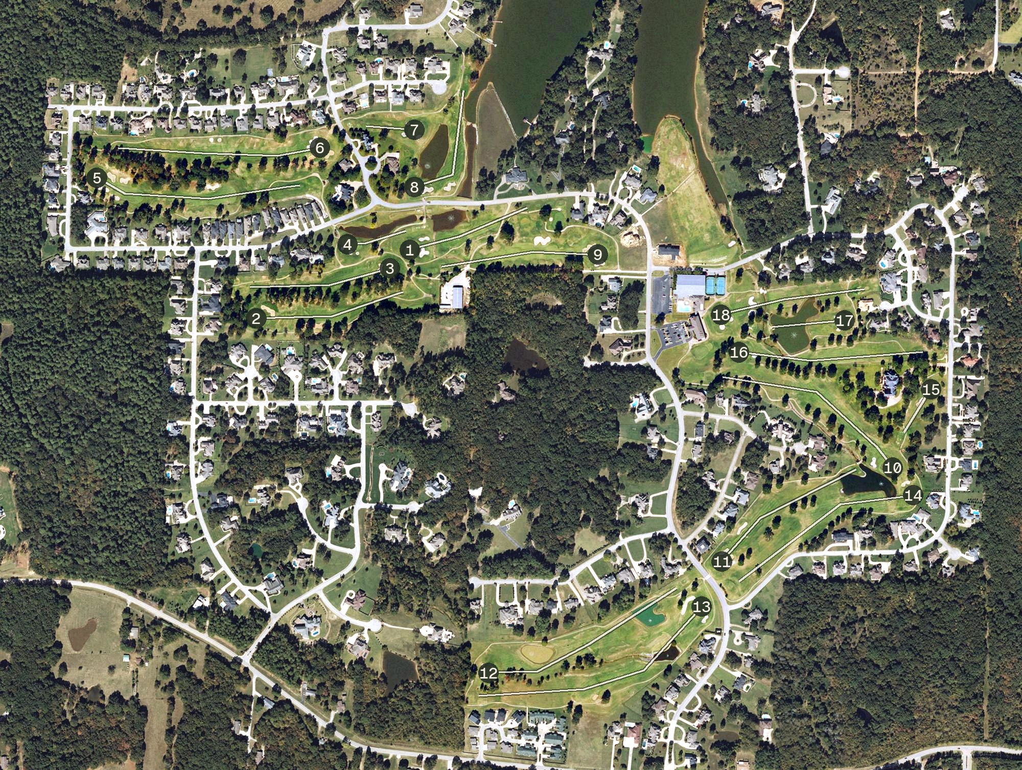 Aerial view of RidgePointe Country Club, AR