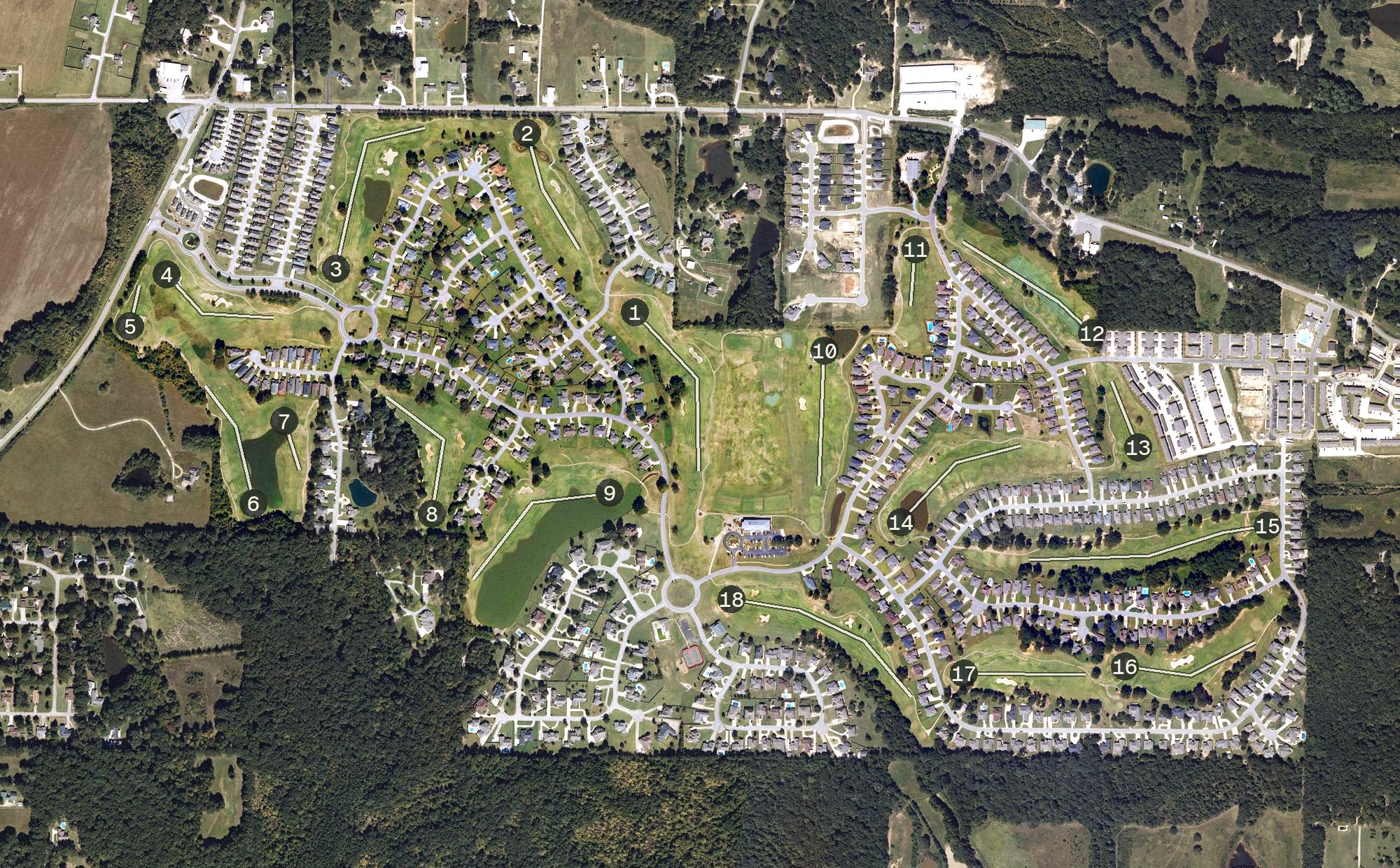 Aerial view of Sage Meadows Country Club, AR