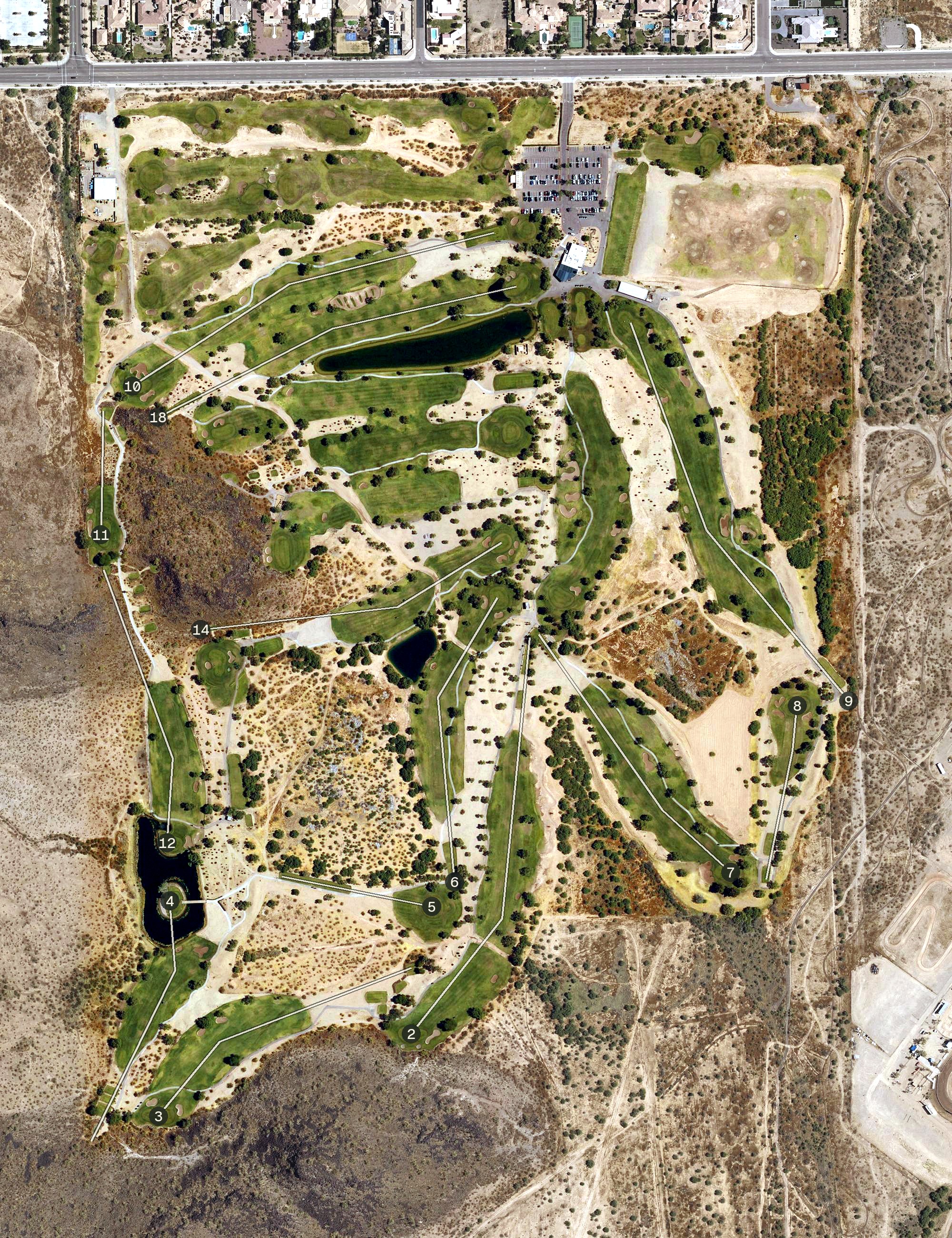 Aerial view of Adobe Dam Family Golf Center, AZ
