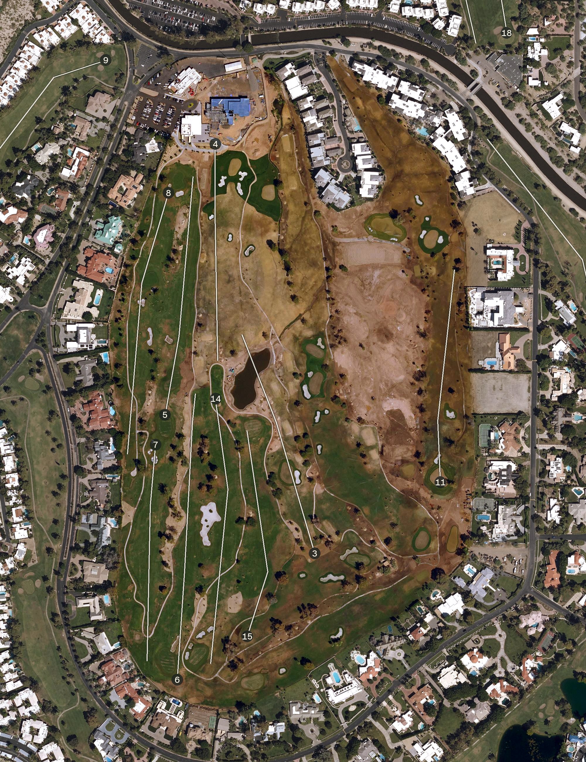 Aerial view of Arizona Biltmore Estates Course, AZ