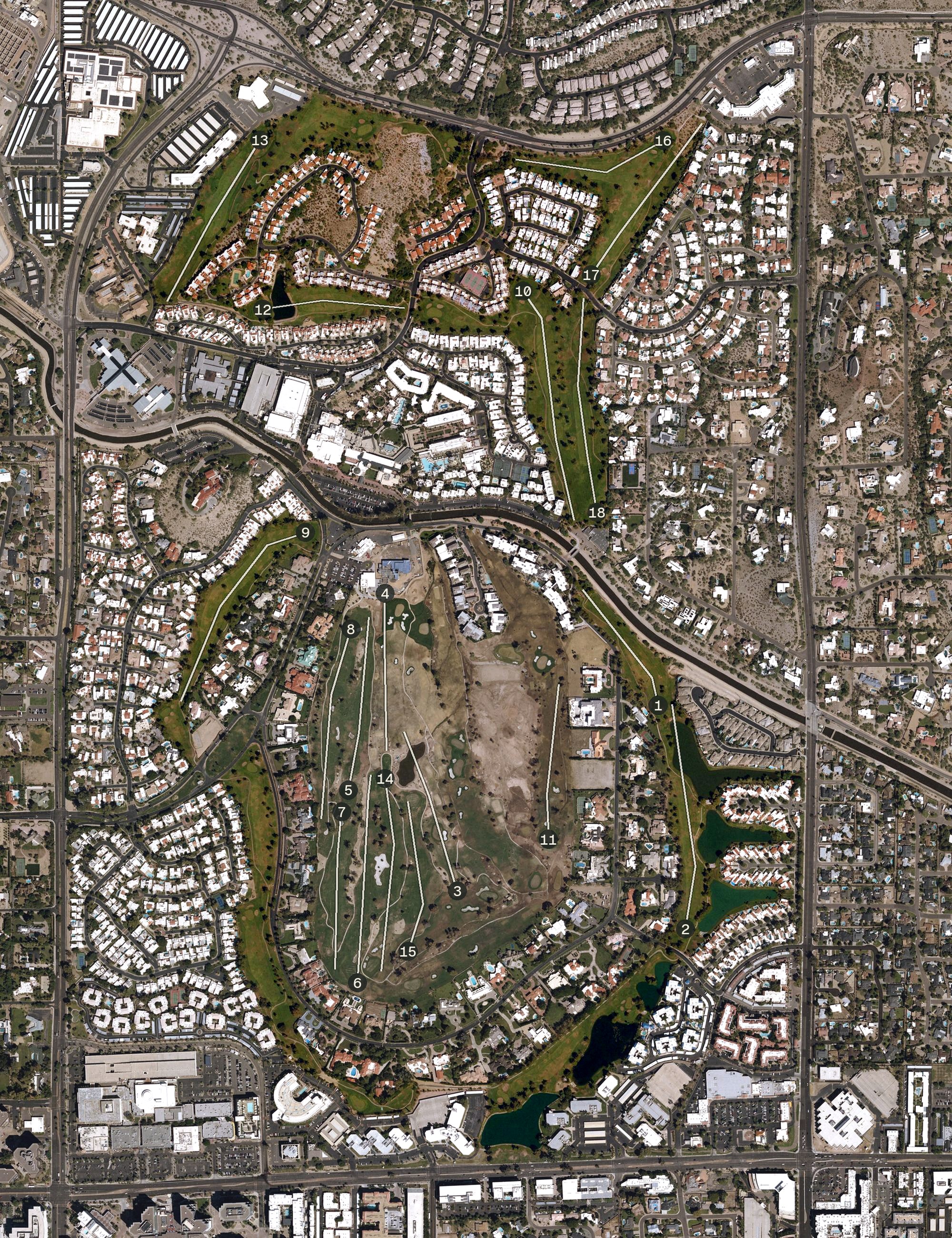 Aerial view of Arizona Biltmore Links Course, AZ