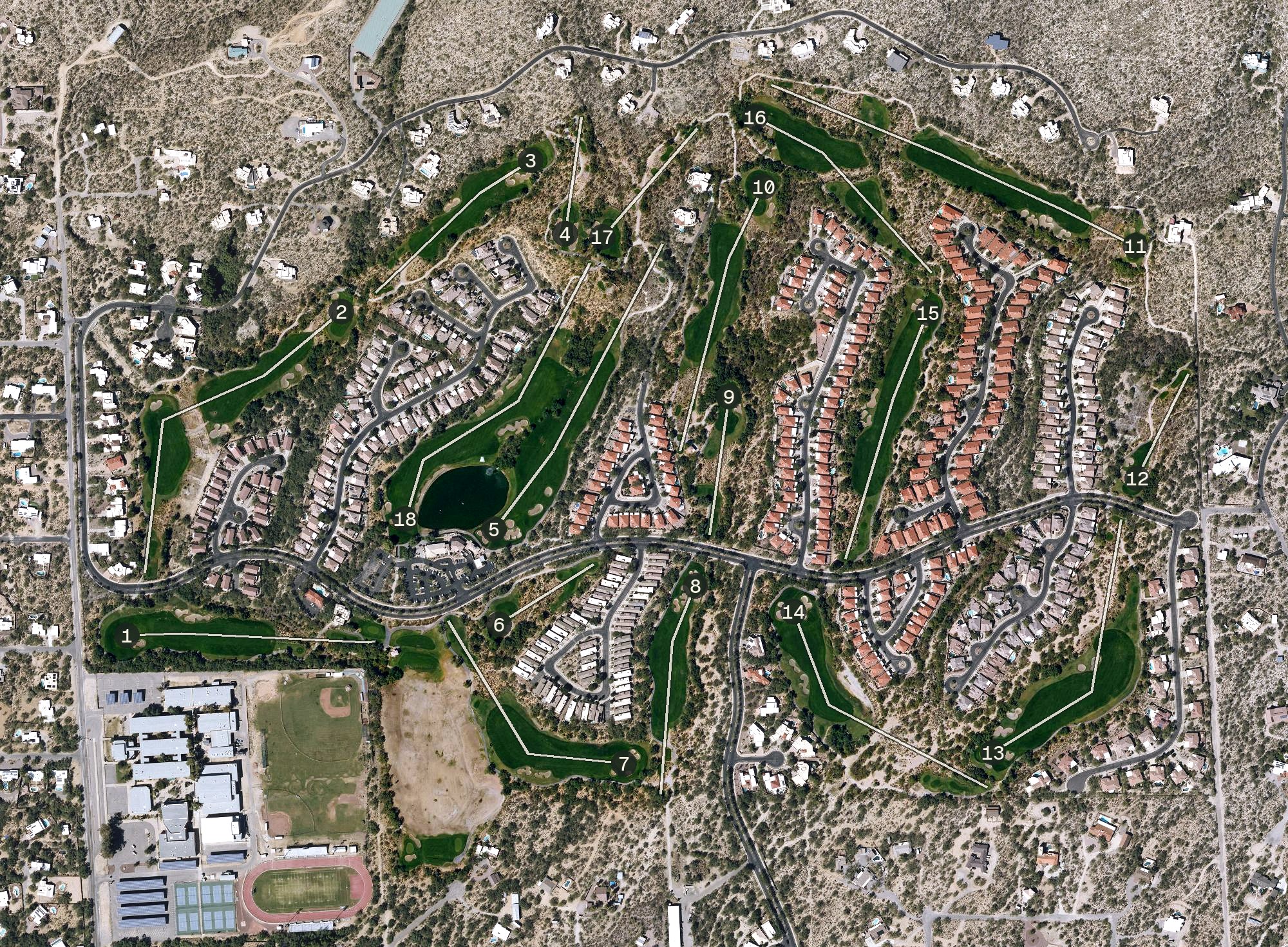 Aerial view of Arizona National Golf Club, AZ