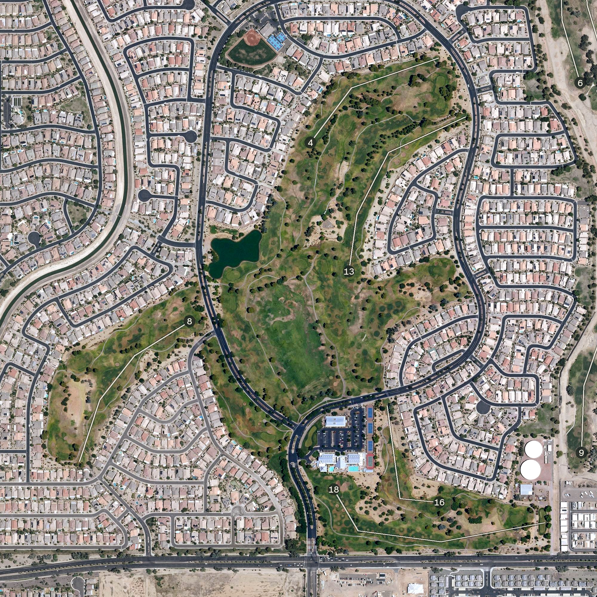 Aerial view of Arizona Traditions Golf Club, AZ