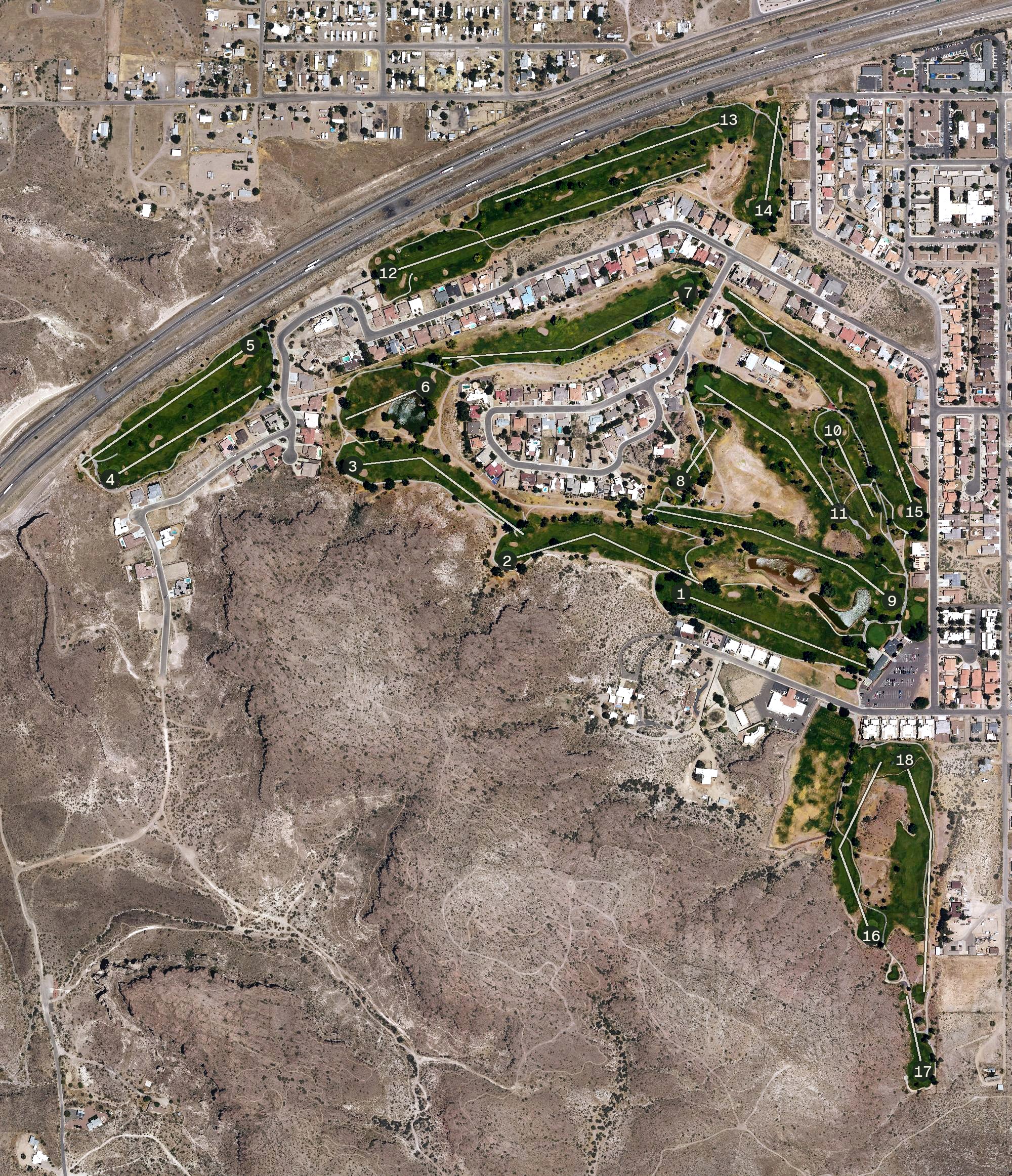 Aerial view of Cerbat Cliffs Golf Course (Kingman Municipal), AZ