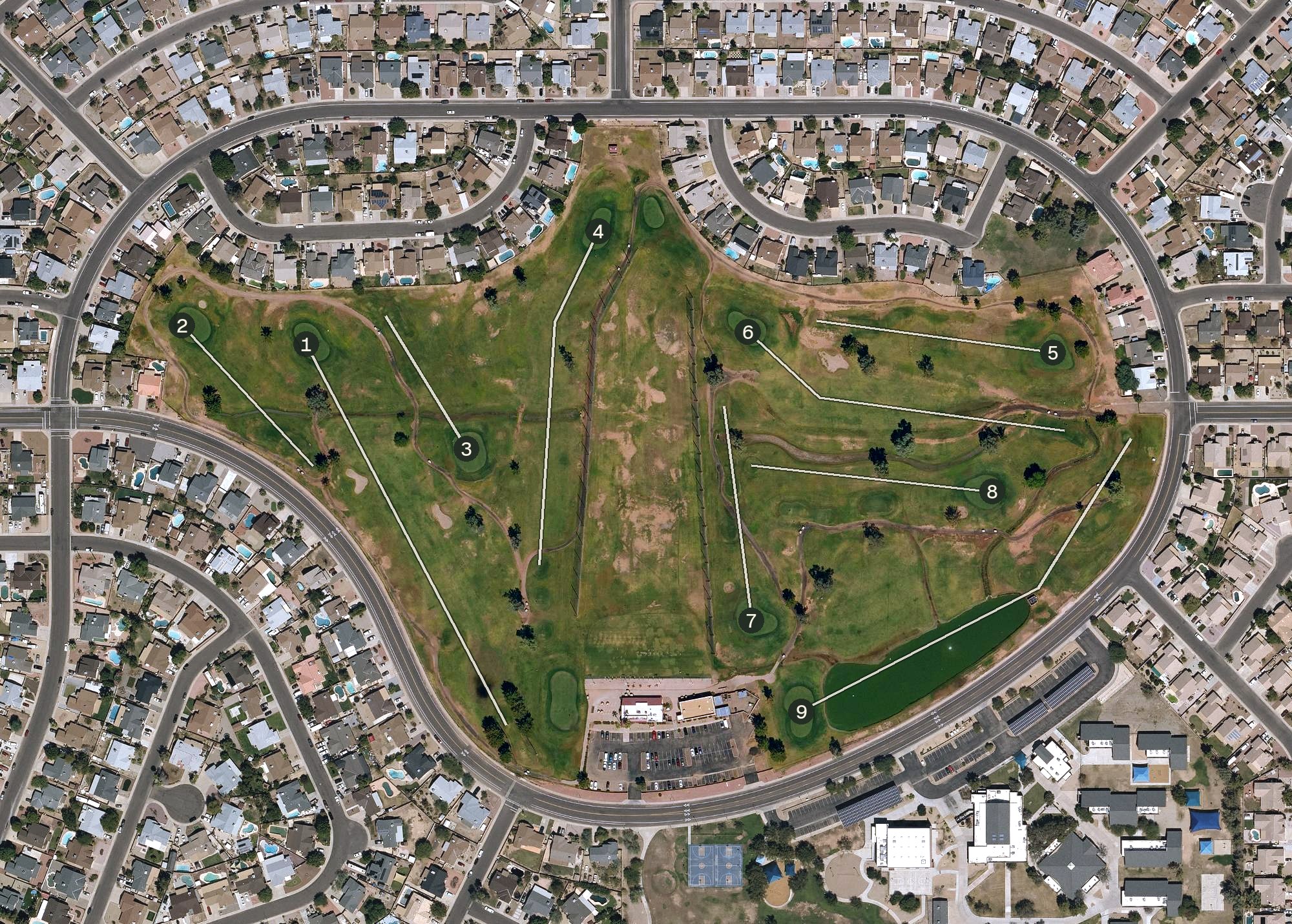 Aerial view of Desert Mirage Golf Course, AZ
