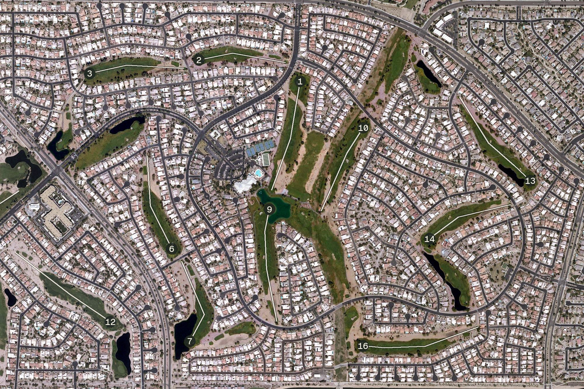 Aerial view of Eagle’s Nest at Pebble Creek Golf Course, AZ