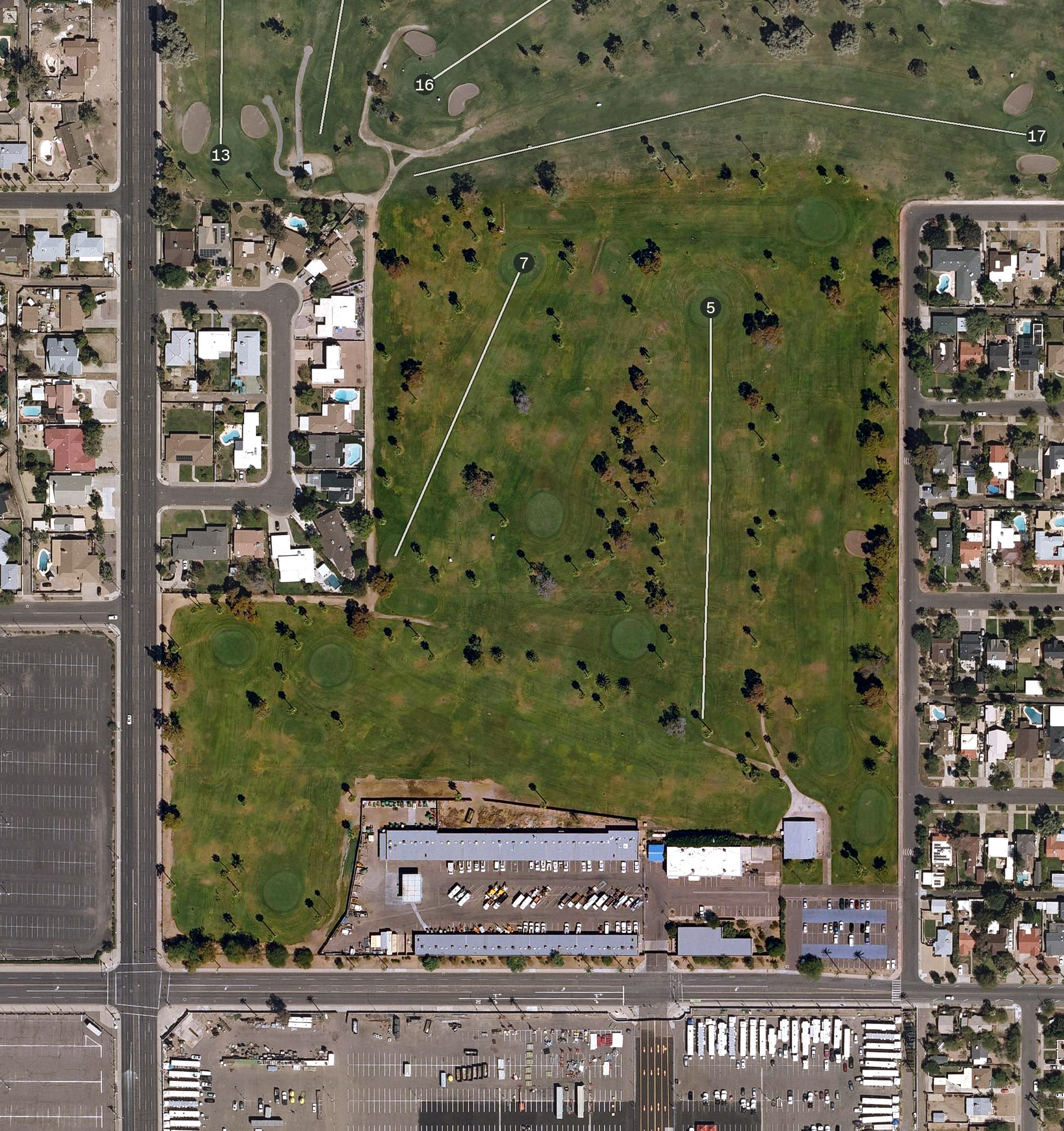 Aerial view of Encanto 9 Hole Executive Golf Course, AZ
