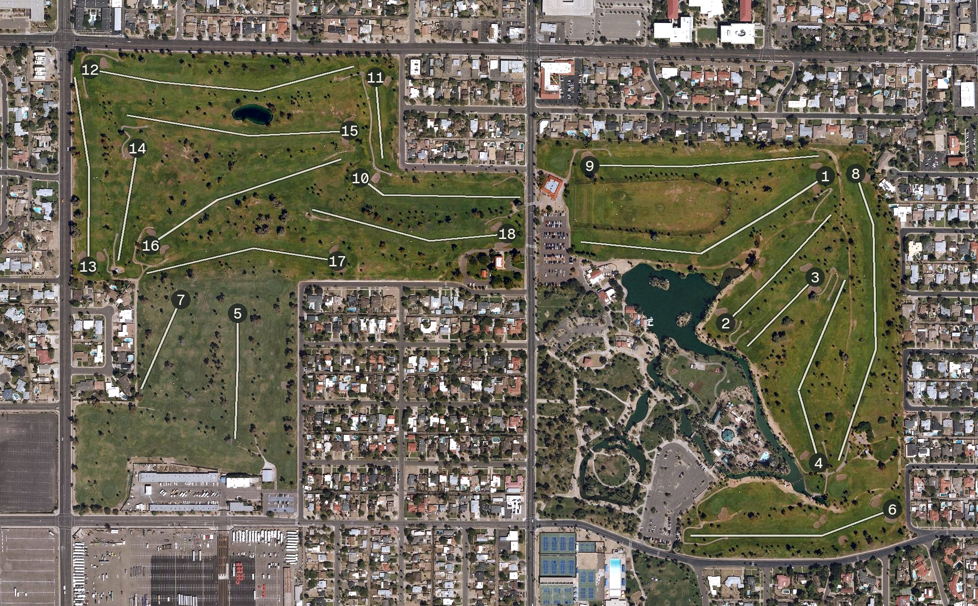 Aerial view of Encanto Golf Course, AZ