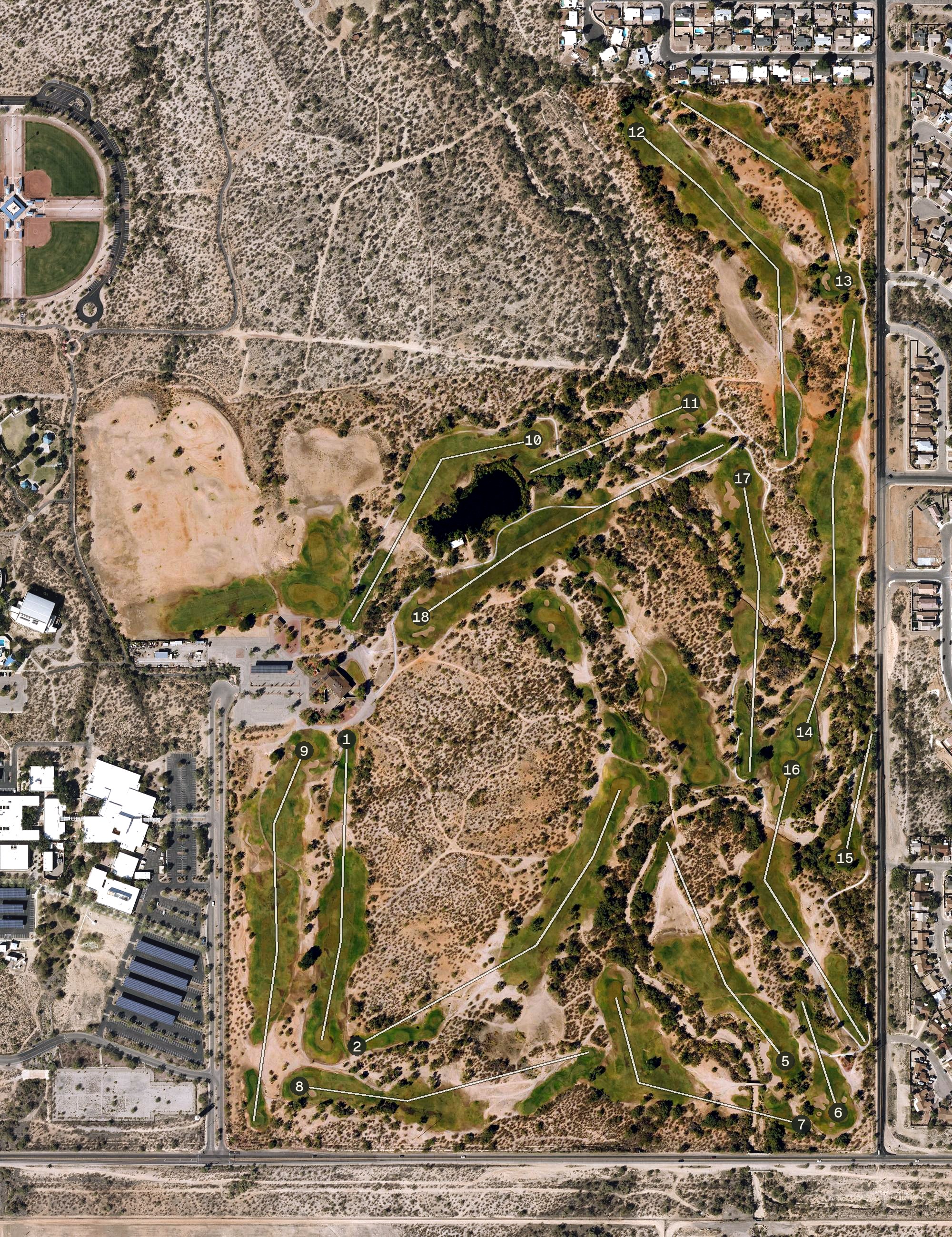 Aerial view of Fred Enke Golf Course, AZ