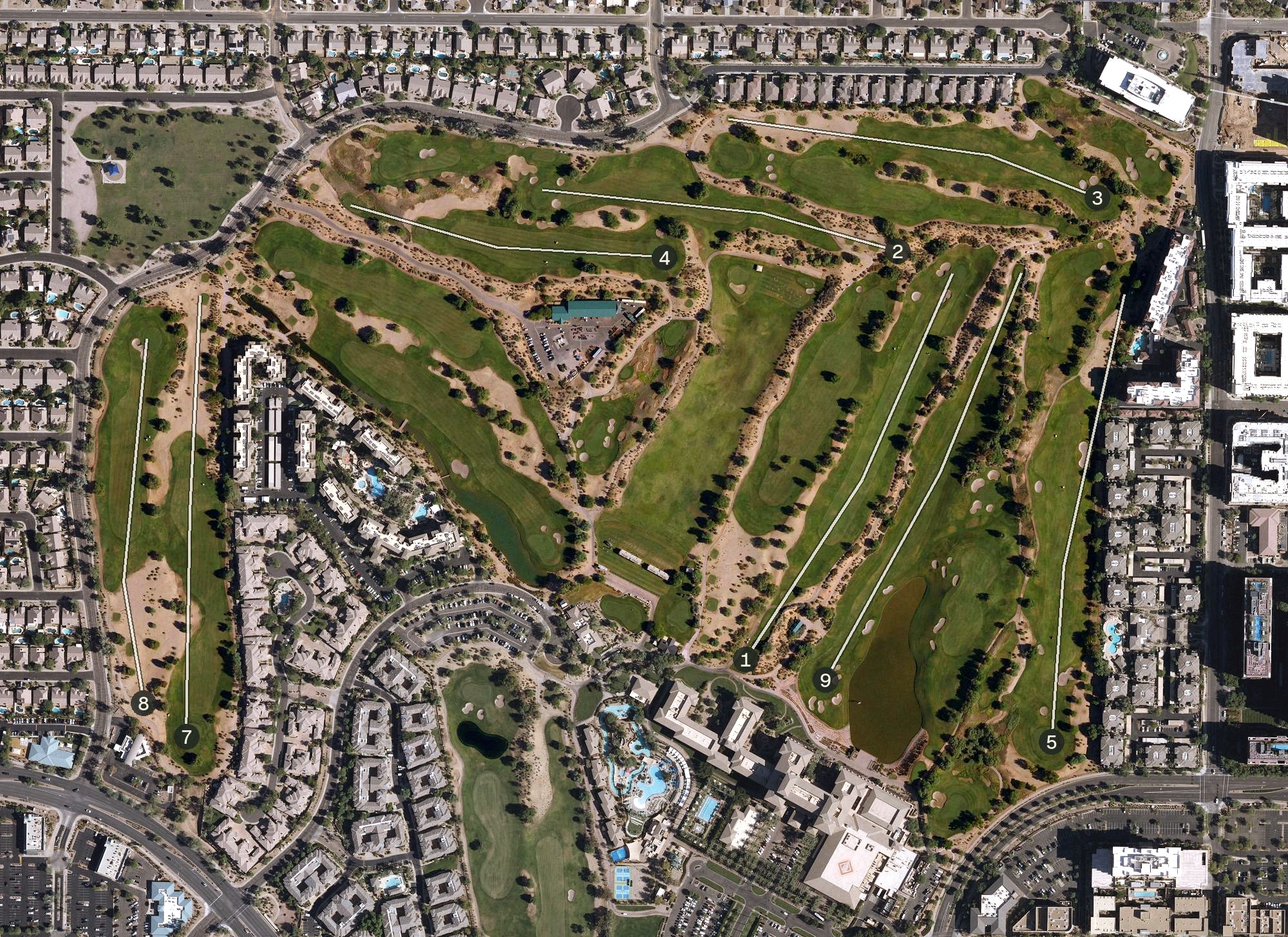 Aerial view of Ironwood & Acacia Courses, AZ
