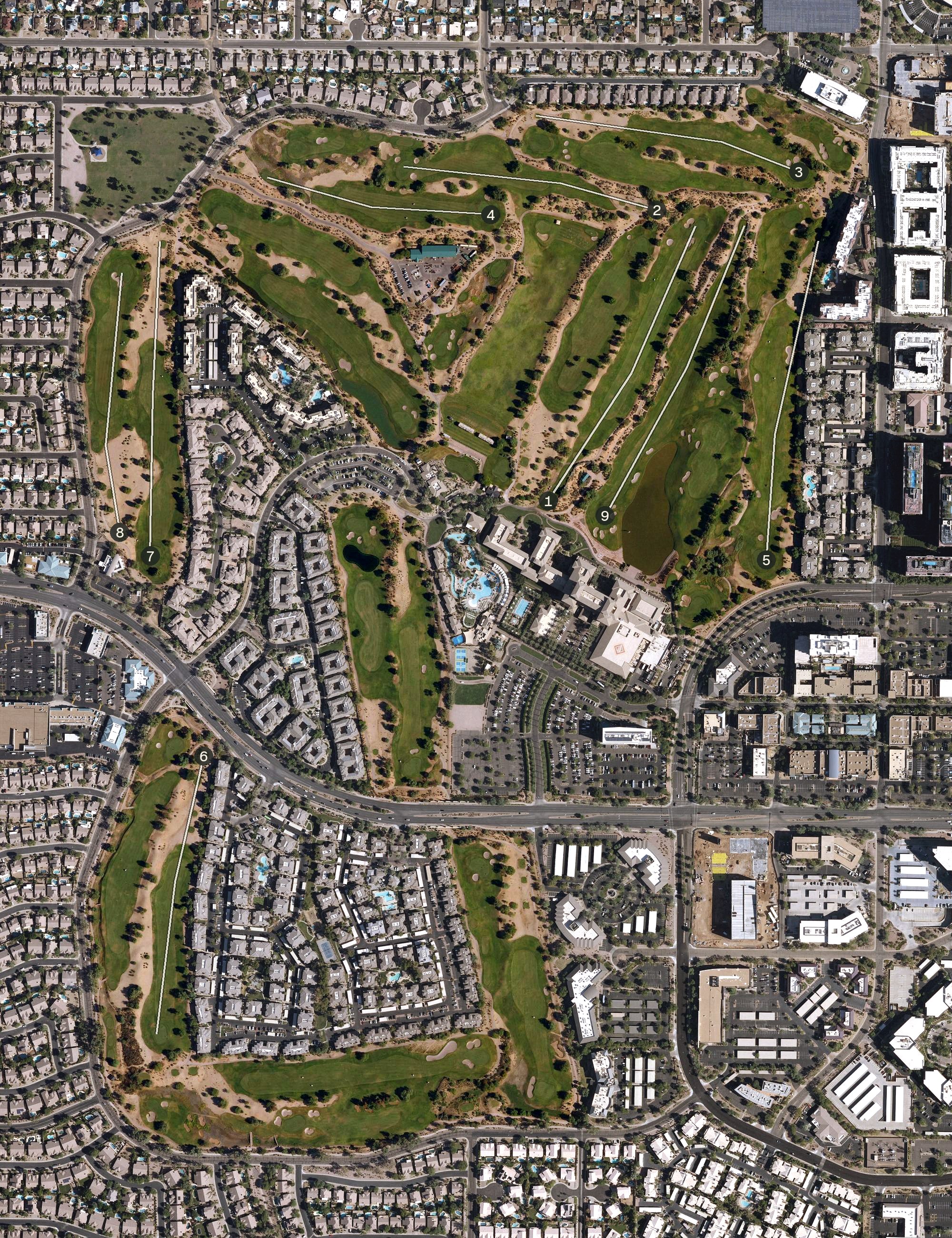 Aerial view of Kierland Golf Club, AZ