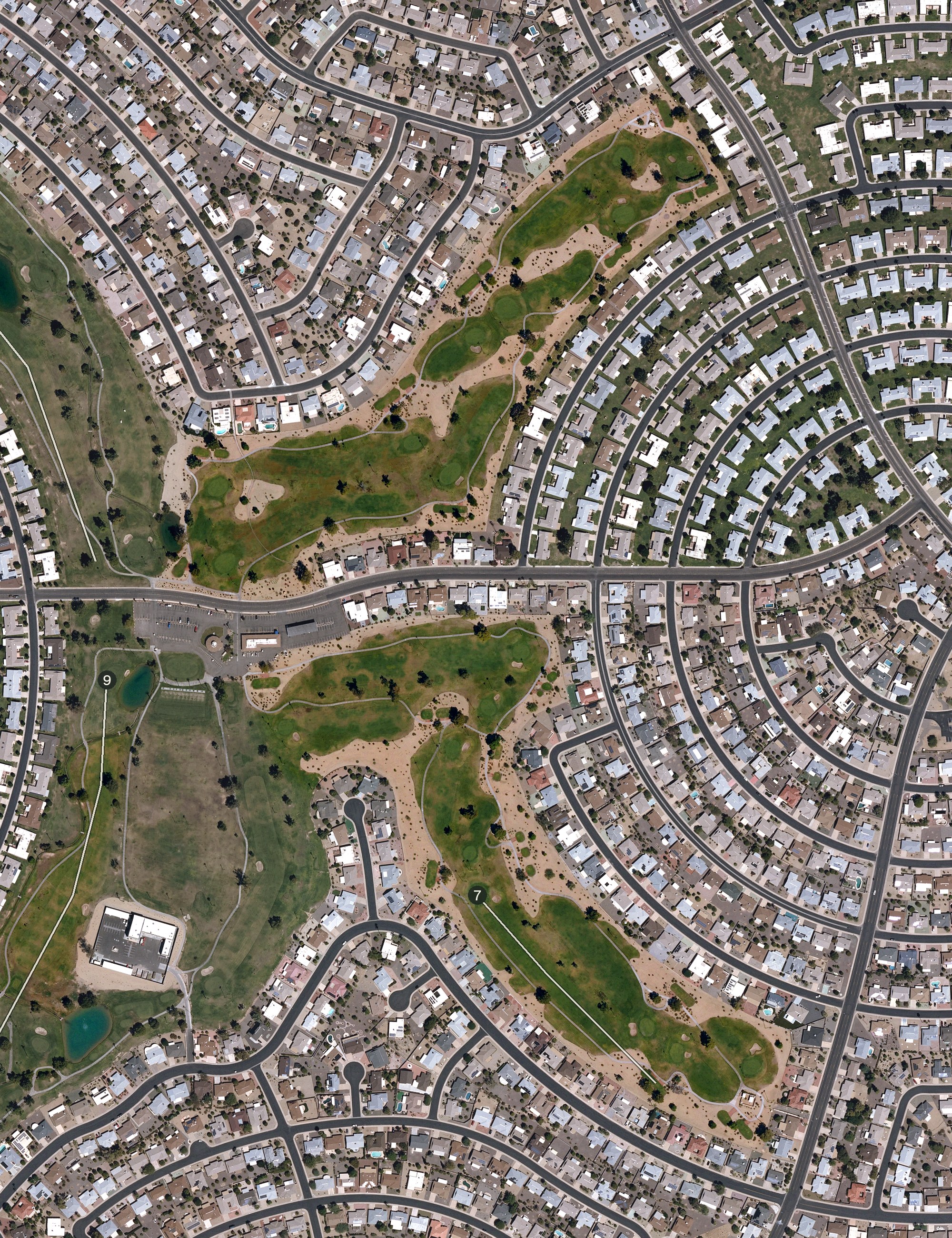 Aerial view of Lakes East Golf Course, AZ