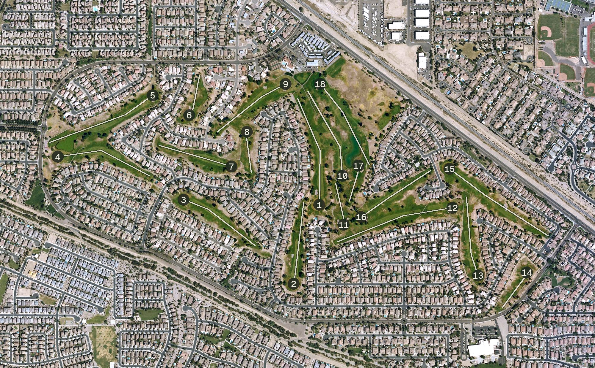 Aerial view of Las Colinas Golf Club, AZ