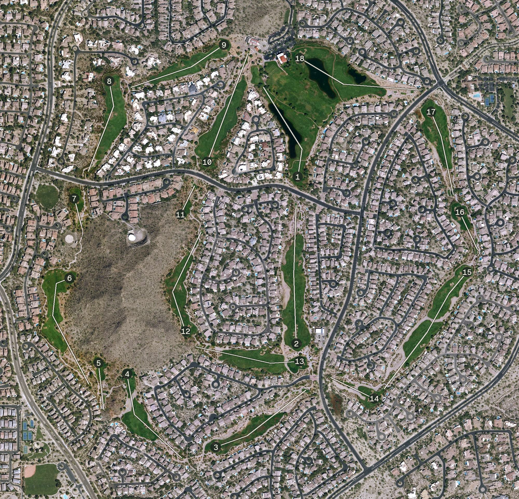 Aerial view of Las Sendas Golf Club, AZ