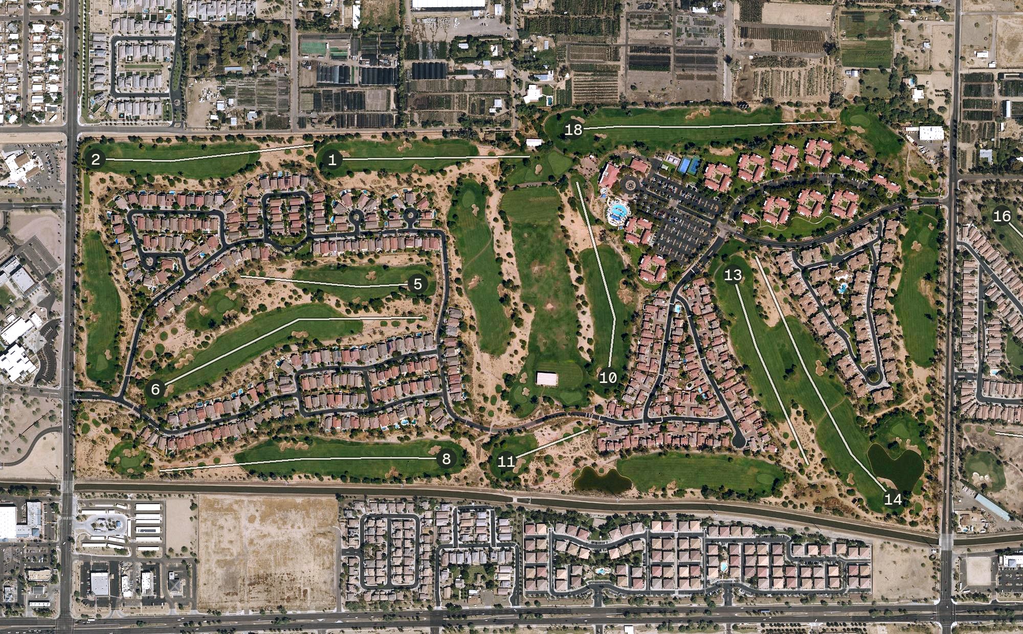 Aerial view of Legacy Golf Resort Phoenix, AZ