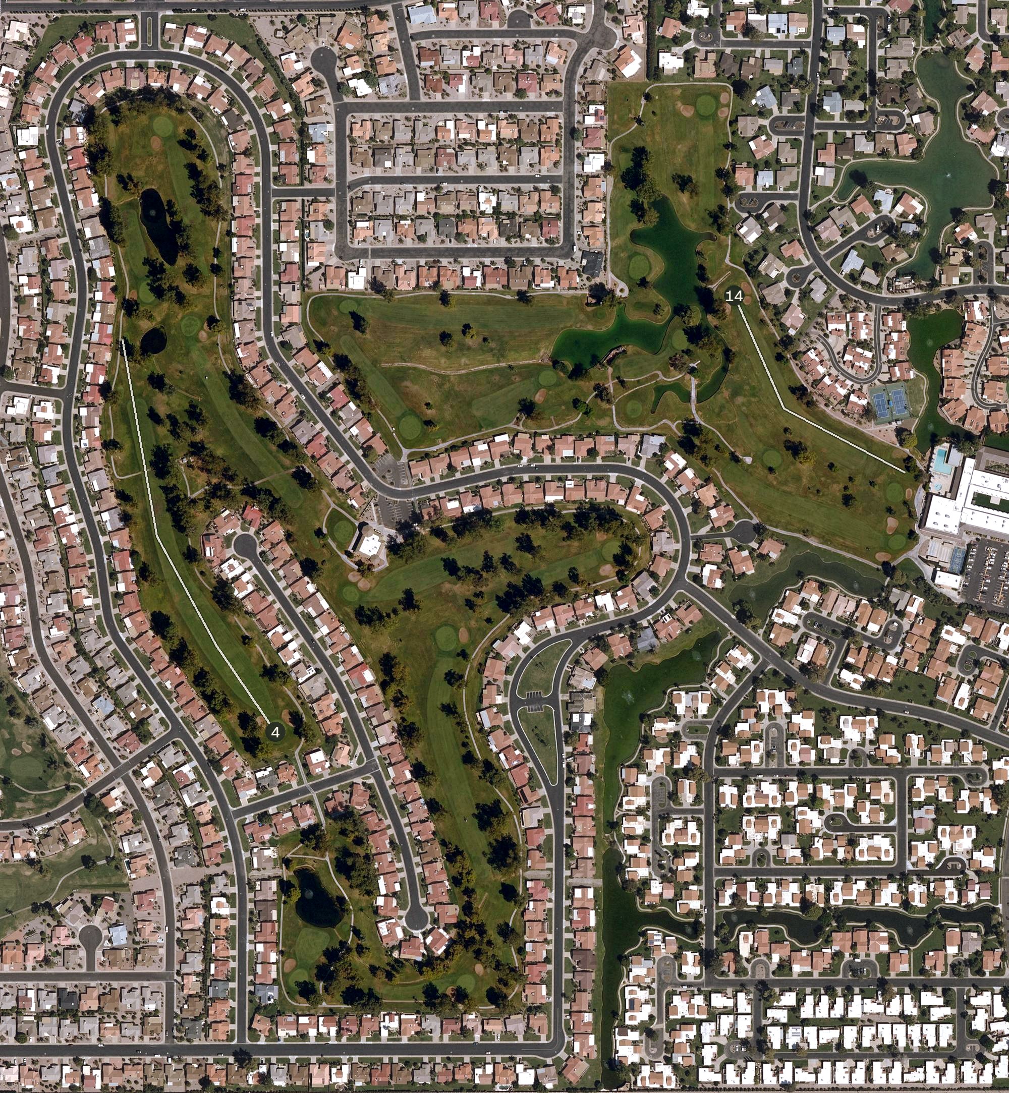 Aerial view of Leisure World - Heron Lakes Golf Course, AZ