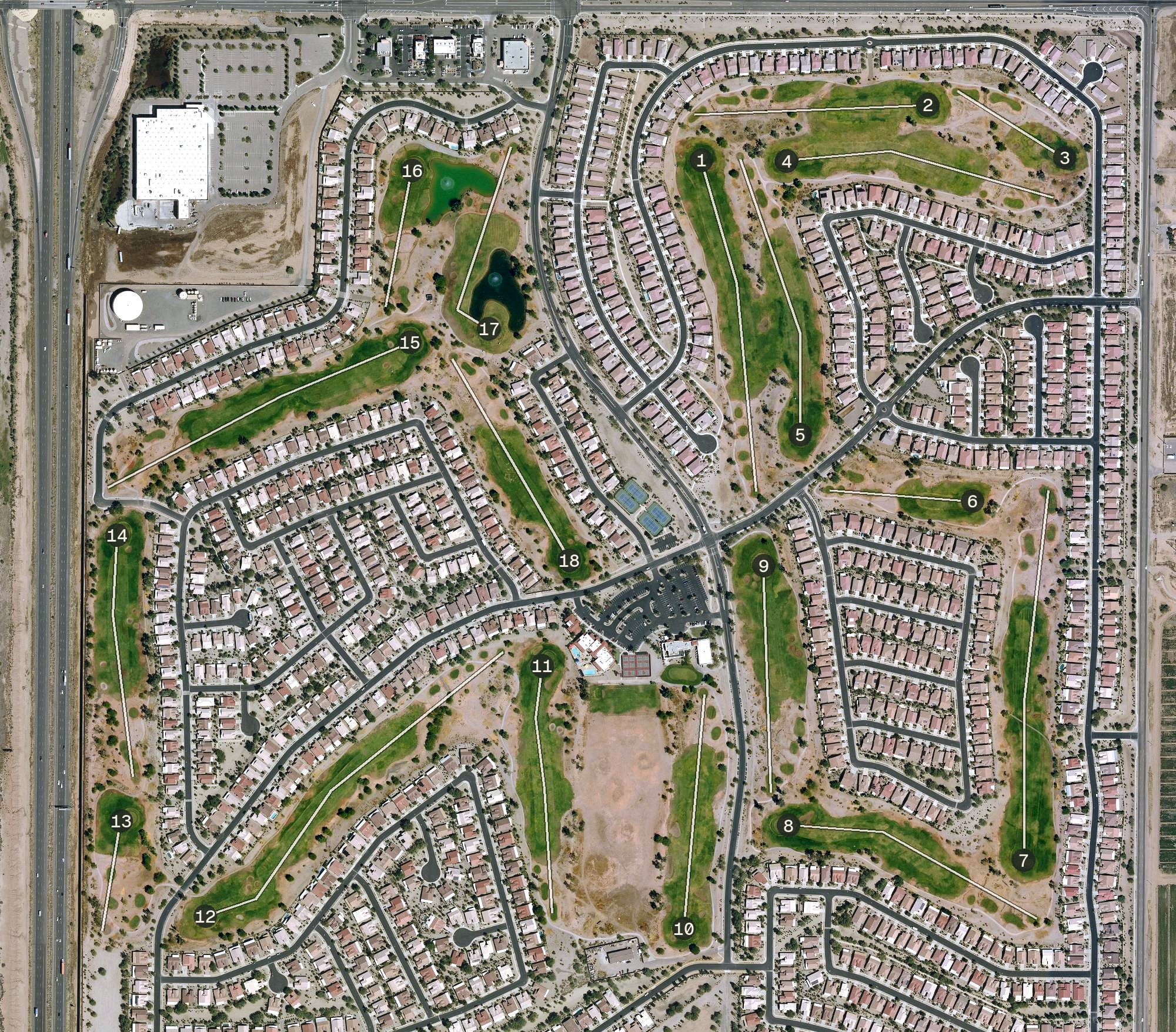 Aerial view of Mission Royale Golf Club, AZ