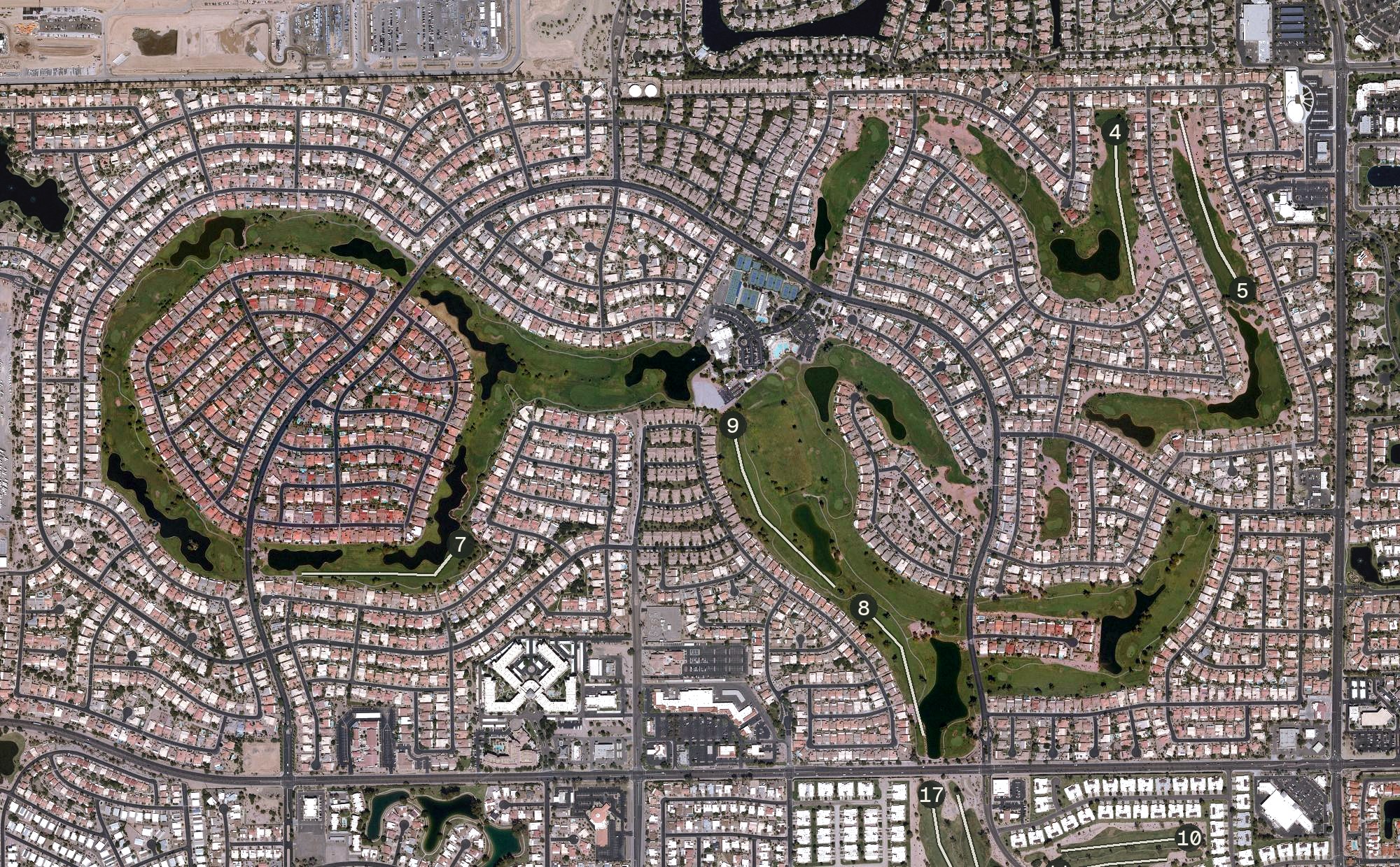 Aerial view of Oakwood Golf Club, AZ