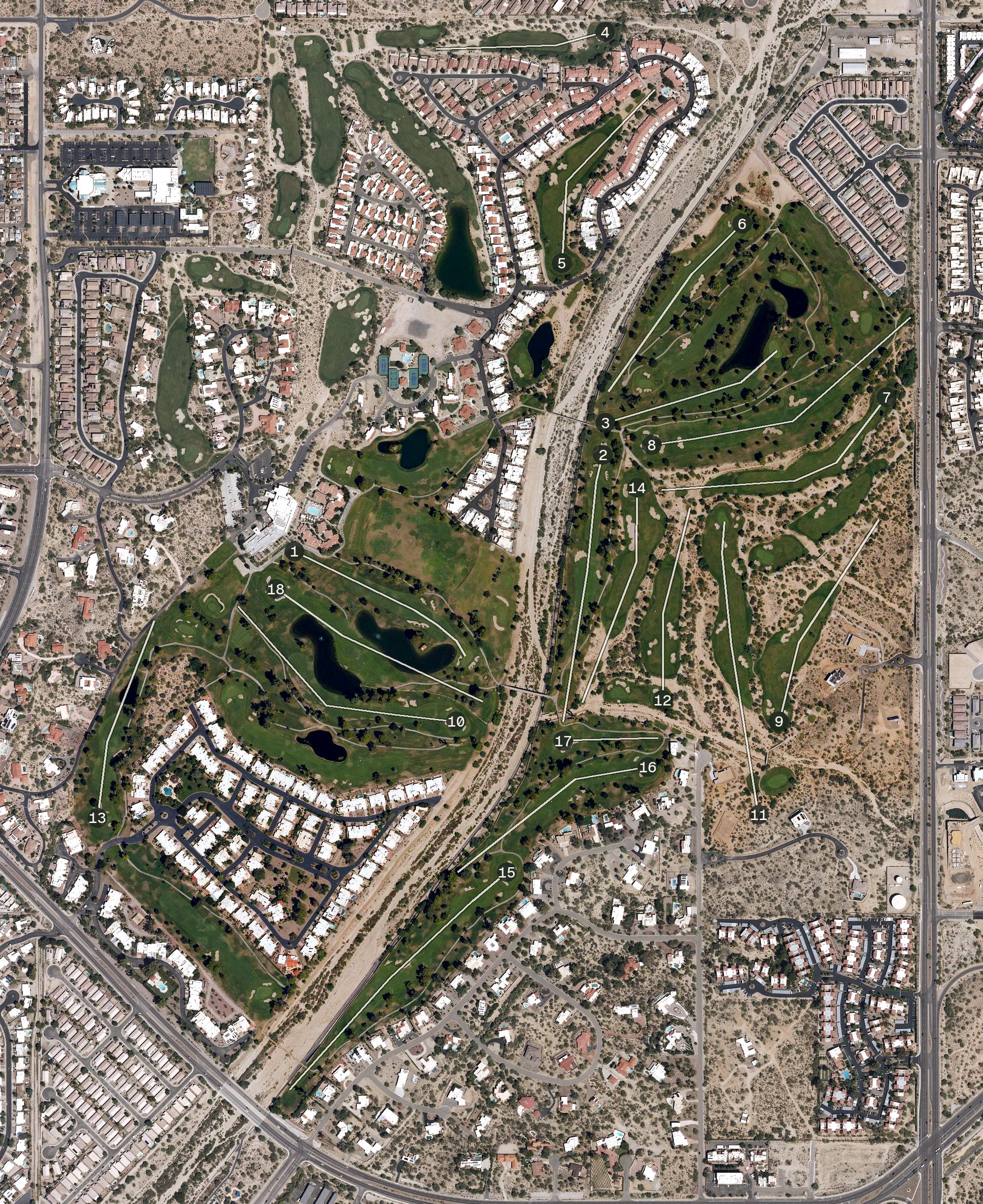 Aerial view of Omni Tucson National Golf Resort, AZ