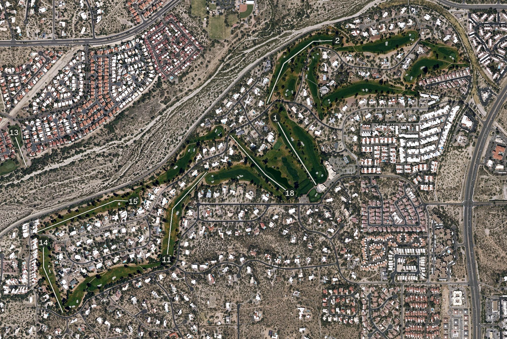 Aerial view of Oro Valley Country Club Golf Course, AZ