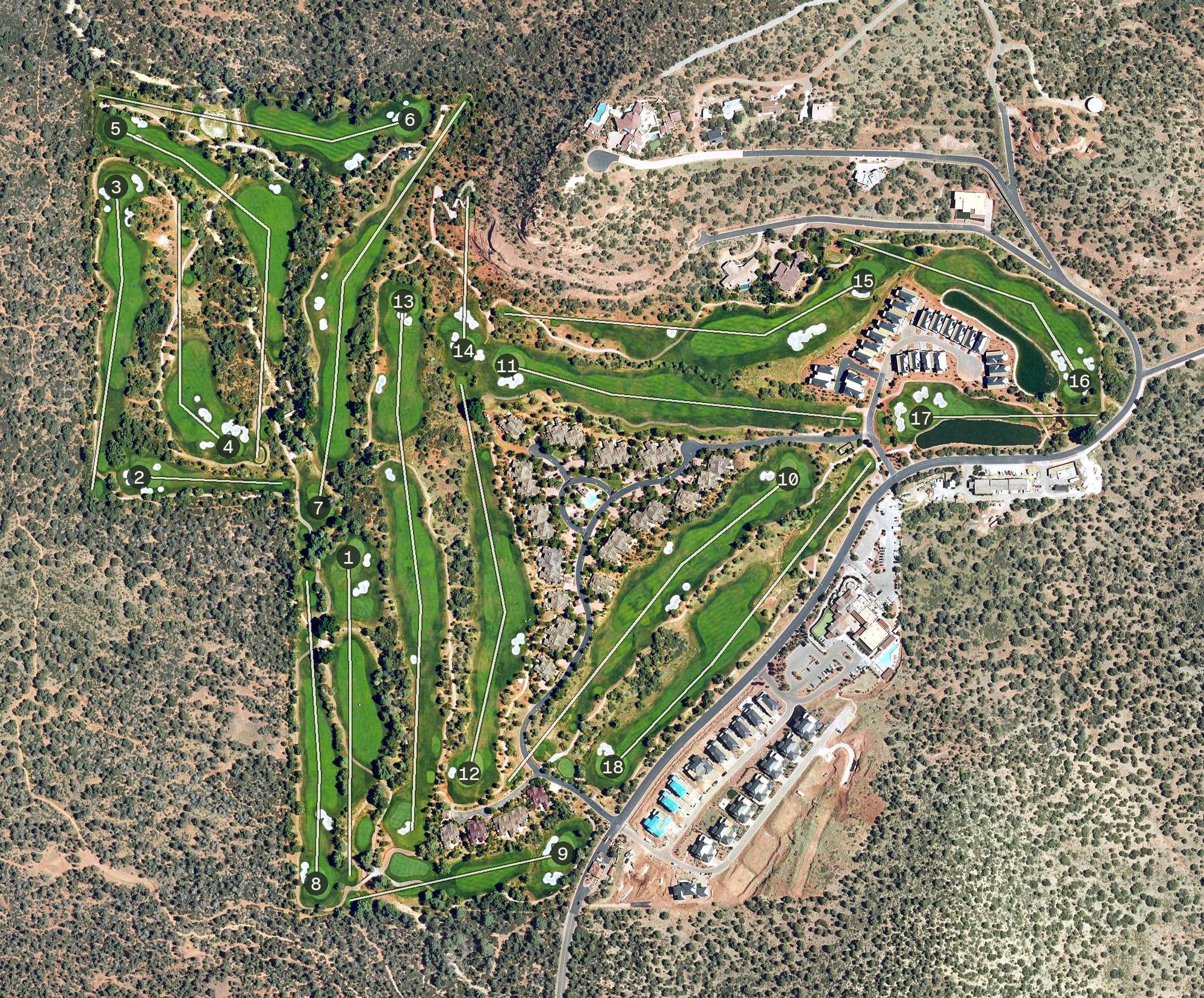Aerial view of Seven Canyons, AZ