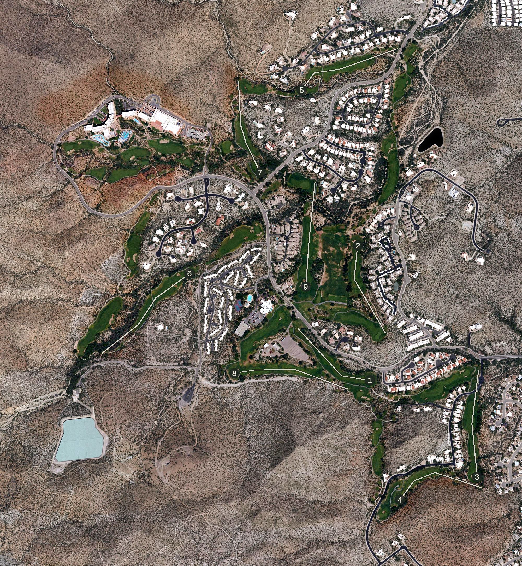 Aerial view of Starr Pass Golf Course, AZ