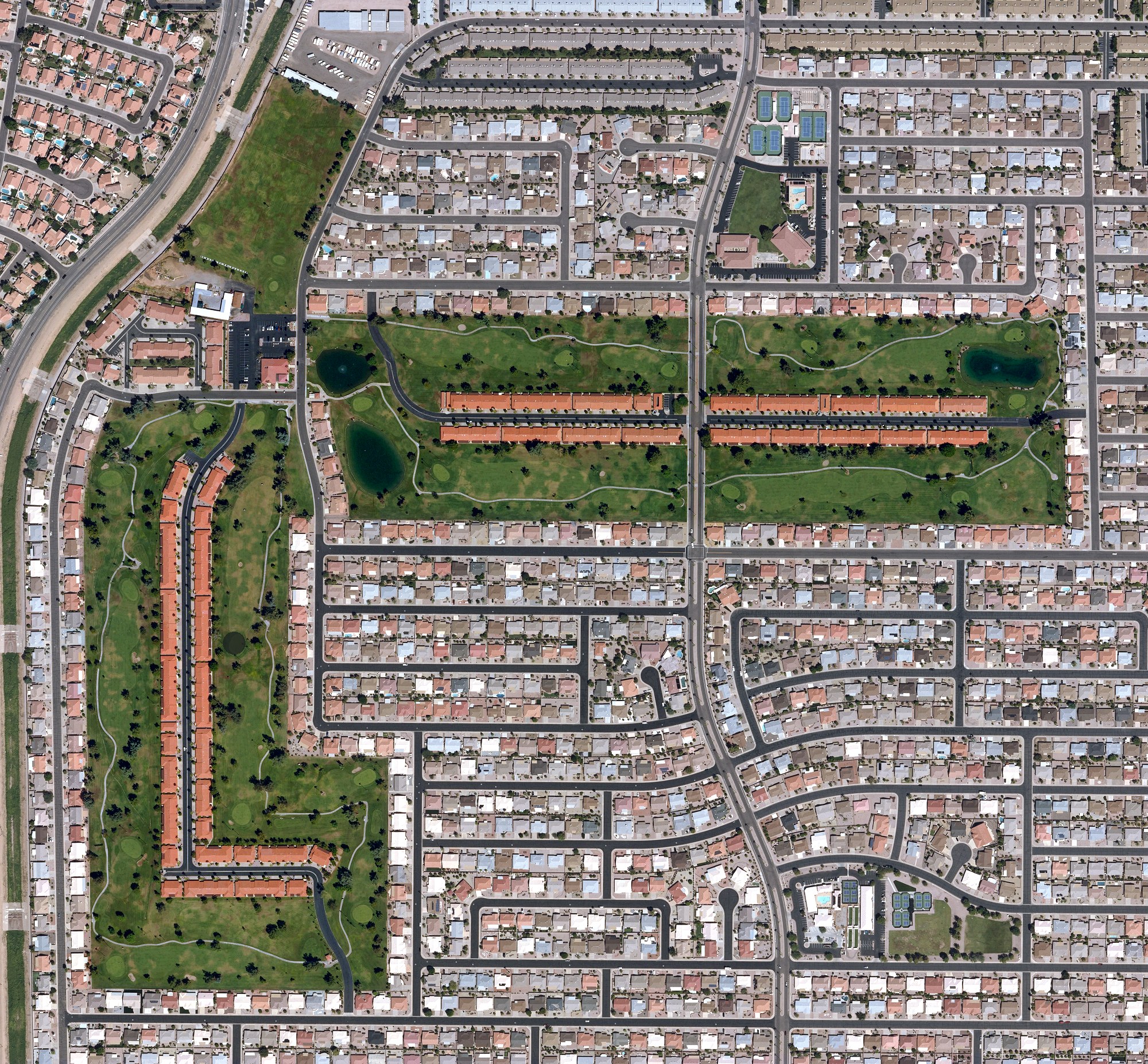 Aerial view of Sunland Village East Golf Club, AZ